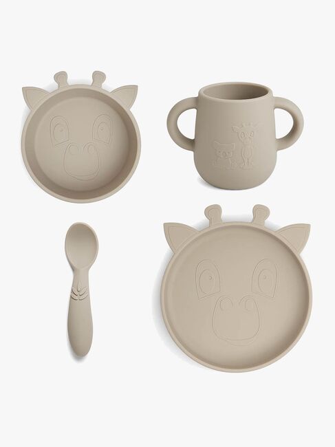 nuuroo Lykke Giraff Tellerset 4er-Pack Silikon, Cobblestone