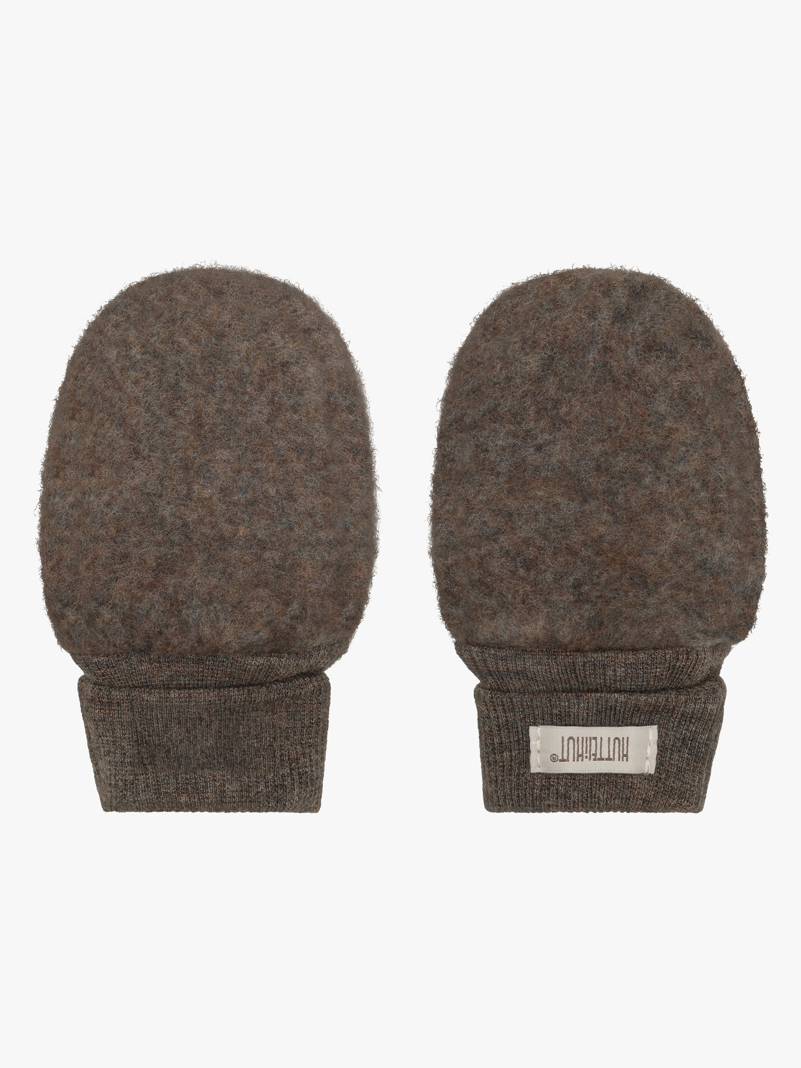 Huttelihut Fäustlinge Wollfleece Merino, Brown Melange, 74-80
