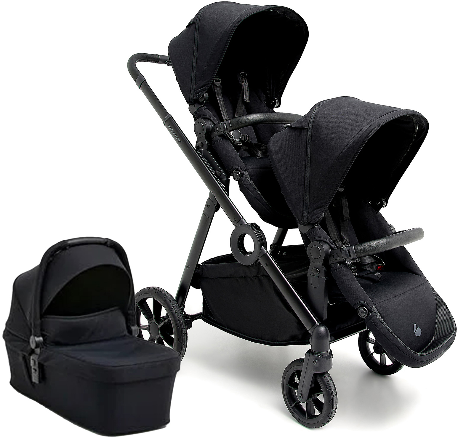 Beemoo Pro Multi 2 Geschwisterwagen inkl. Liegewanne, Coffee Black, Doppelkinderwagen