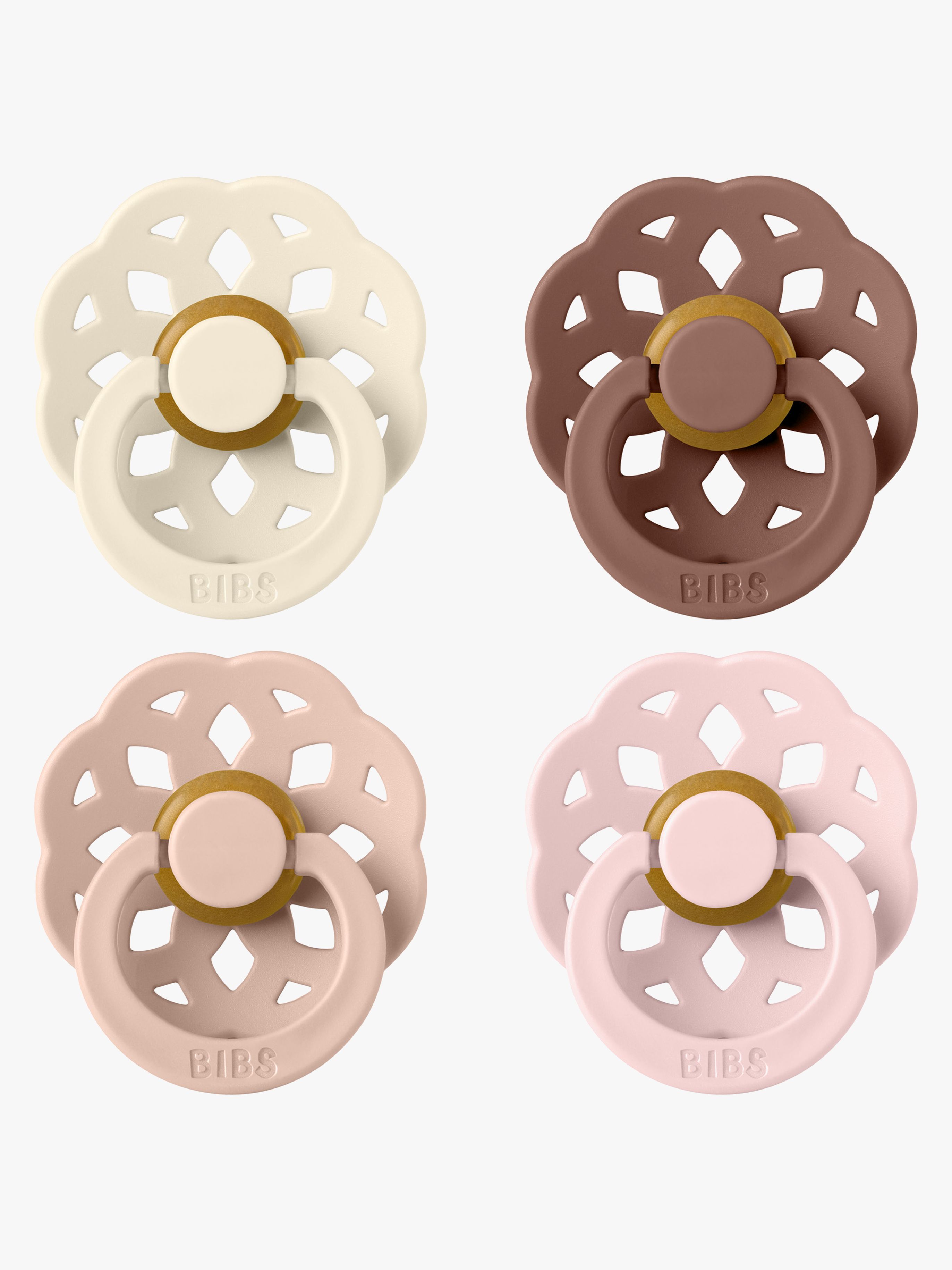 Boheme Schnuller 4er-Pack Latex Größe 1, Ivory / Blush / Woodchuck / Blossom