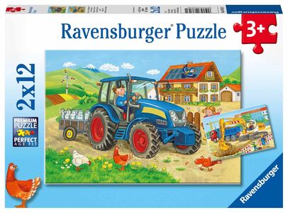 Ravensburger Puzzle Traktor und Bagger 2x12 Teile