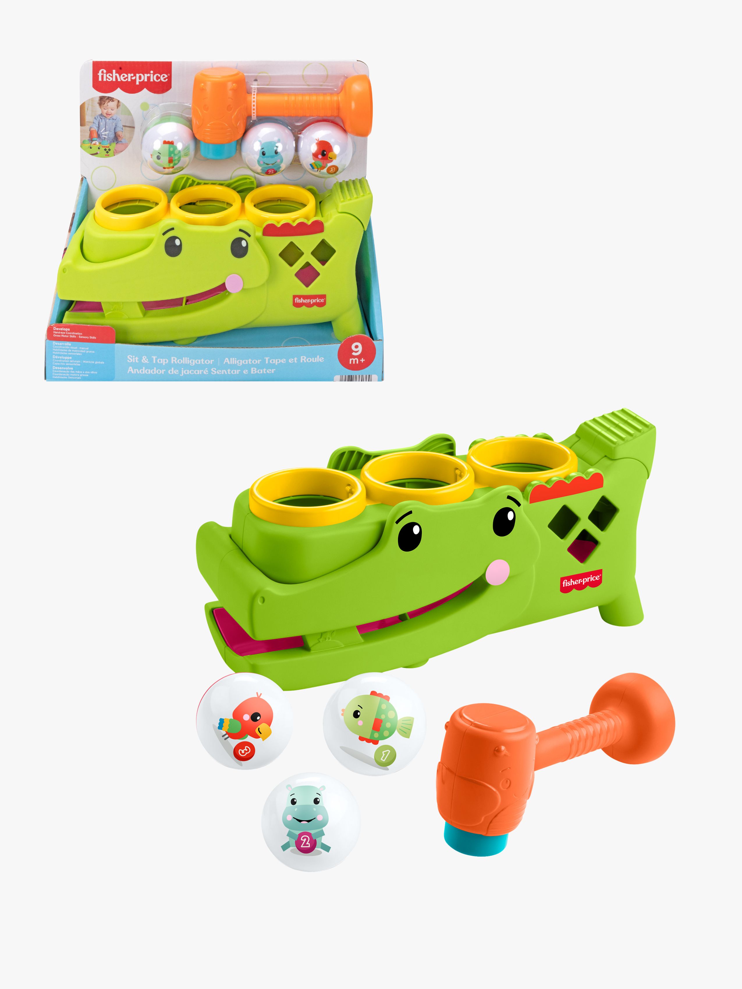 Fisher-Price Tap & Roll Aktivitätsspielzeug Alligator, Babyspielzeug