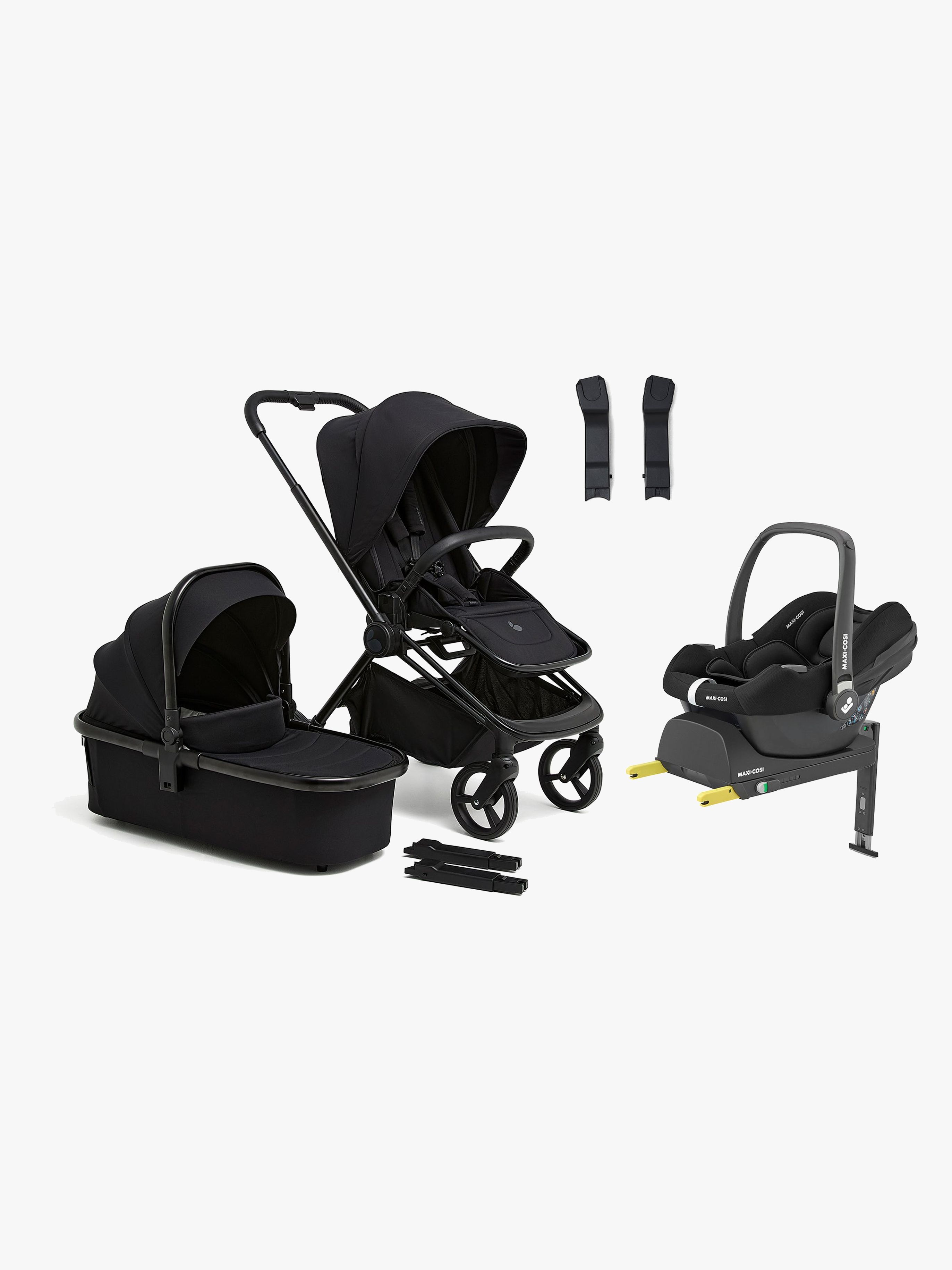 One Kombiwagen inkl. Maxi-Cosi CabrioFix i-Size Babyschale & Basis, All Black / Essential Black, Kinderwagen, 2 in 1