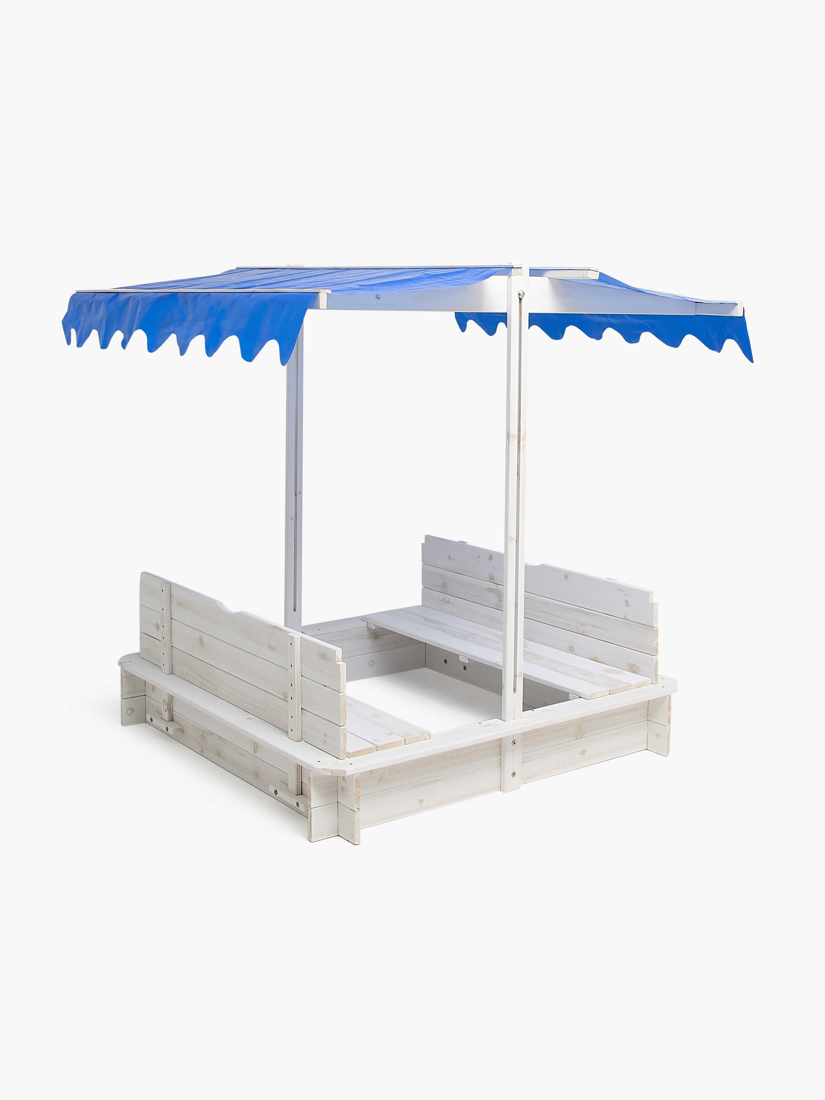 Sandkasten mit Dach und Bank, Weiß