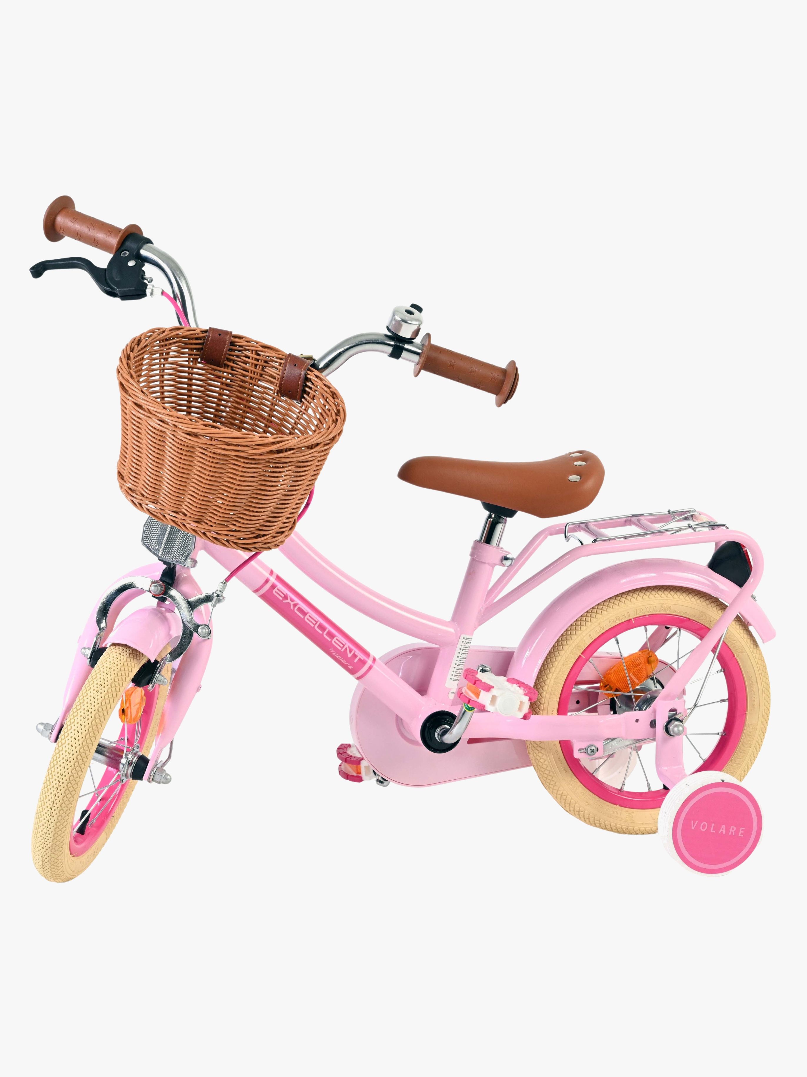 Volare Excellent Kinderfahrrad mit Korb 12 Zoll, Rosa