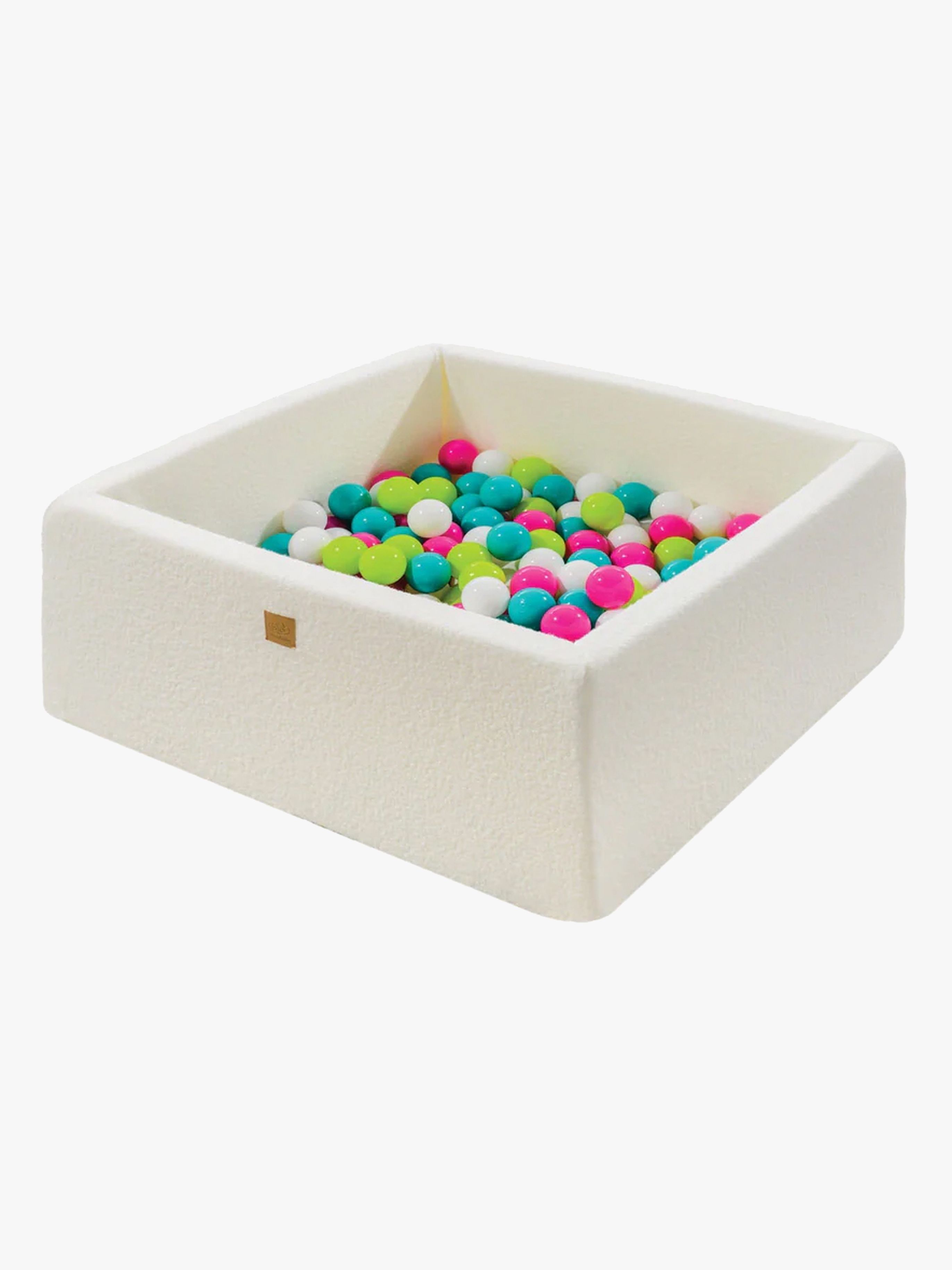 MeowBaby Boucle Square Bällebad, White/Lime Green/Dark Pink/Turquoise
