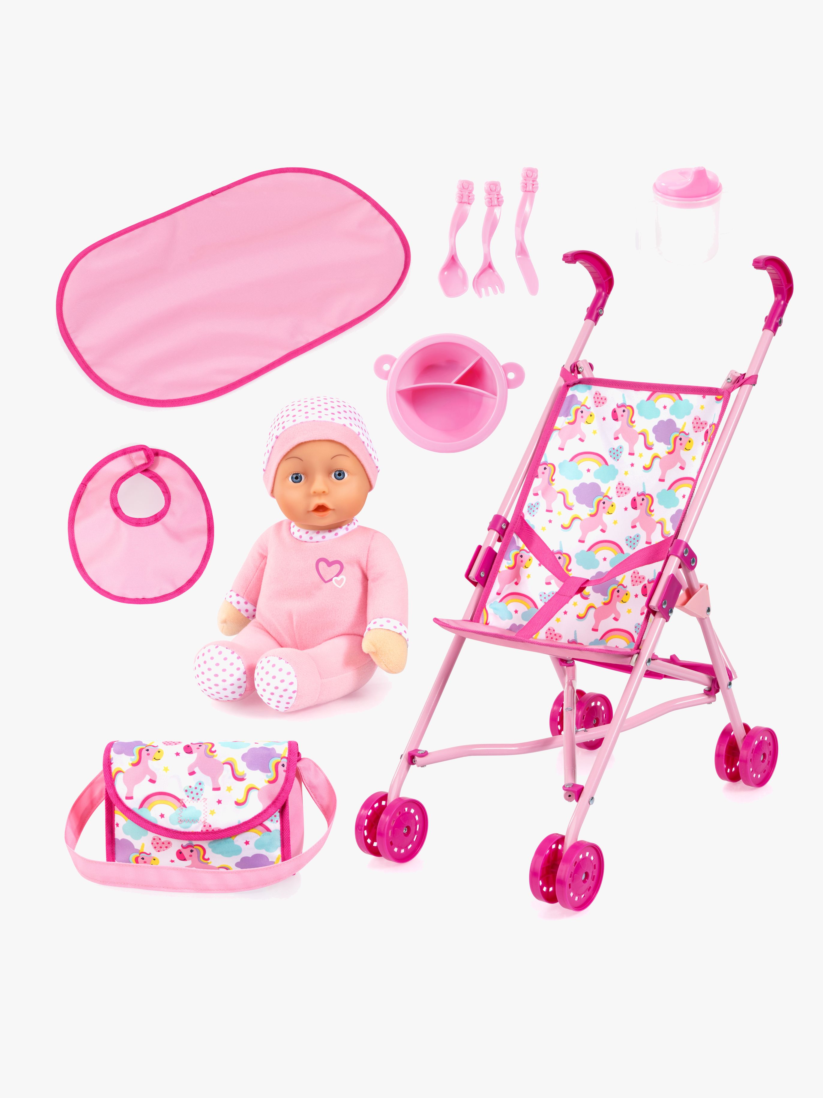 Bayer Design Puppenwagen Buggy Set mit Puppe, Pink