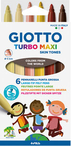 Giotto Turbo Maxi Skintone Filzstifte 6er-Pack, Mehrfarbig