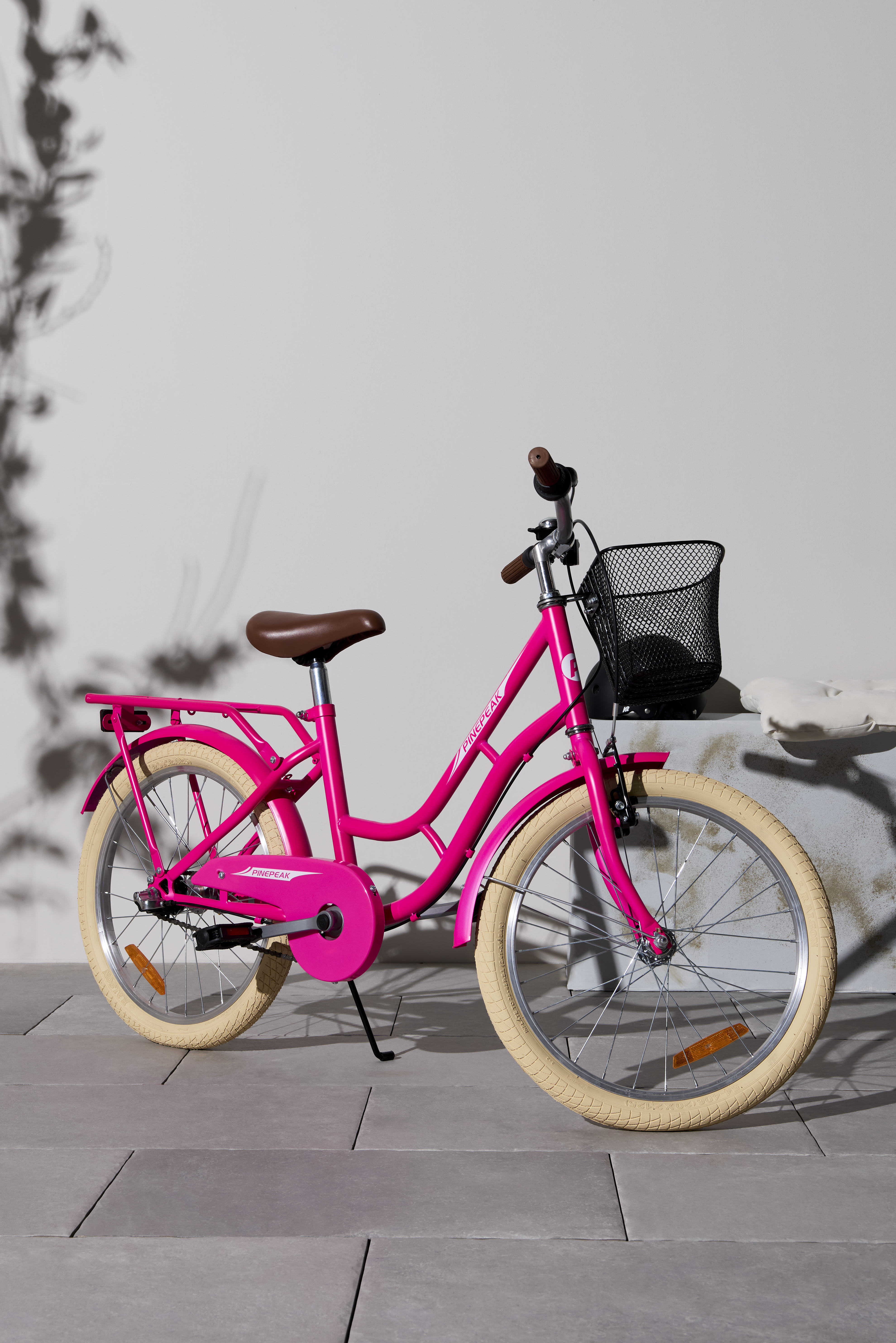 Pinepeak Retro City Kinderfahrrad 20 Zoll, Dunkelrosa