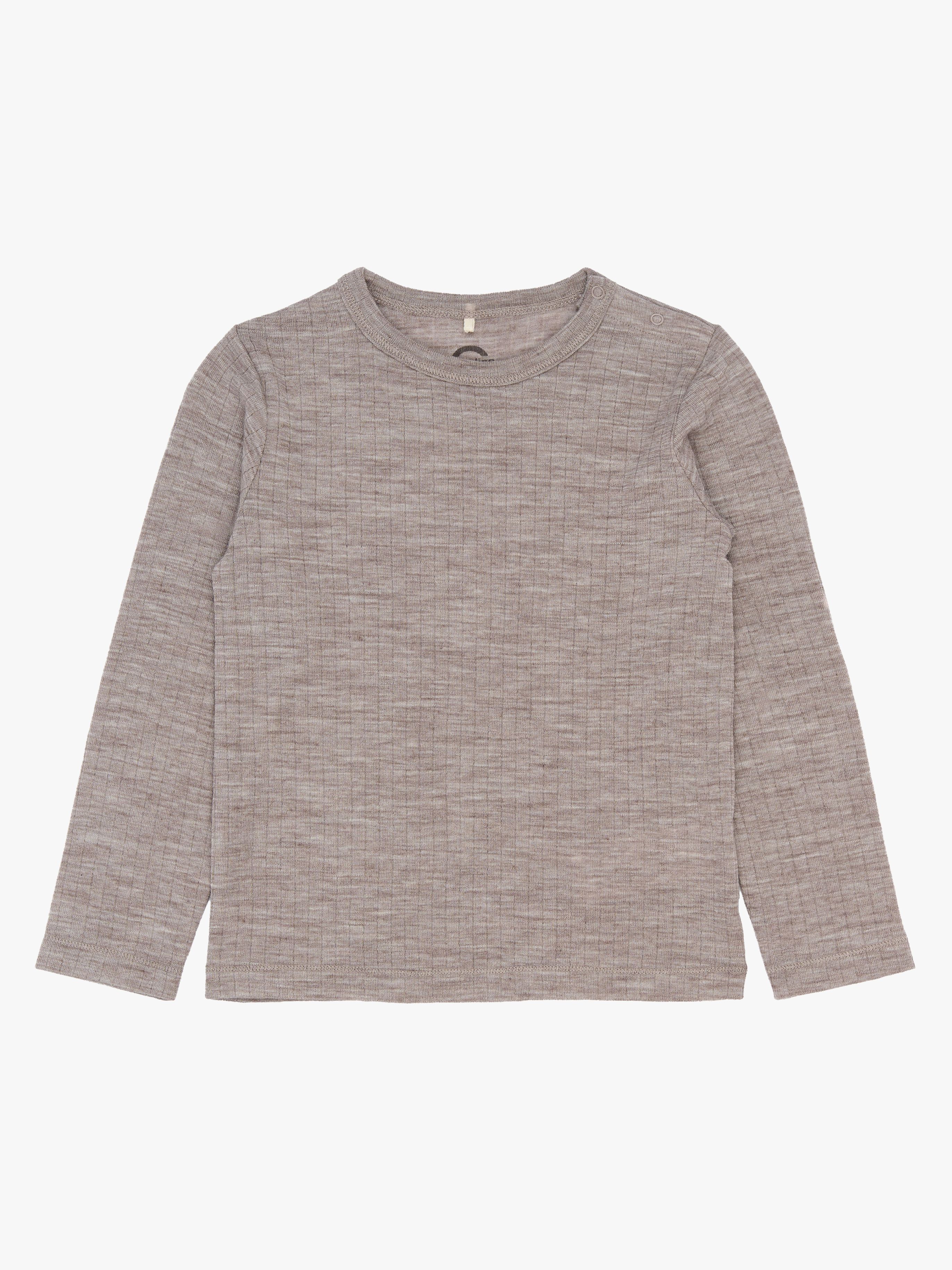 Langärmliges T-Shirt Kind Merinowolle, Melange Denver, 110