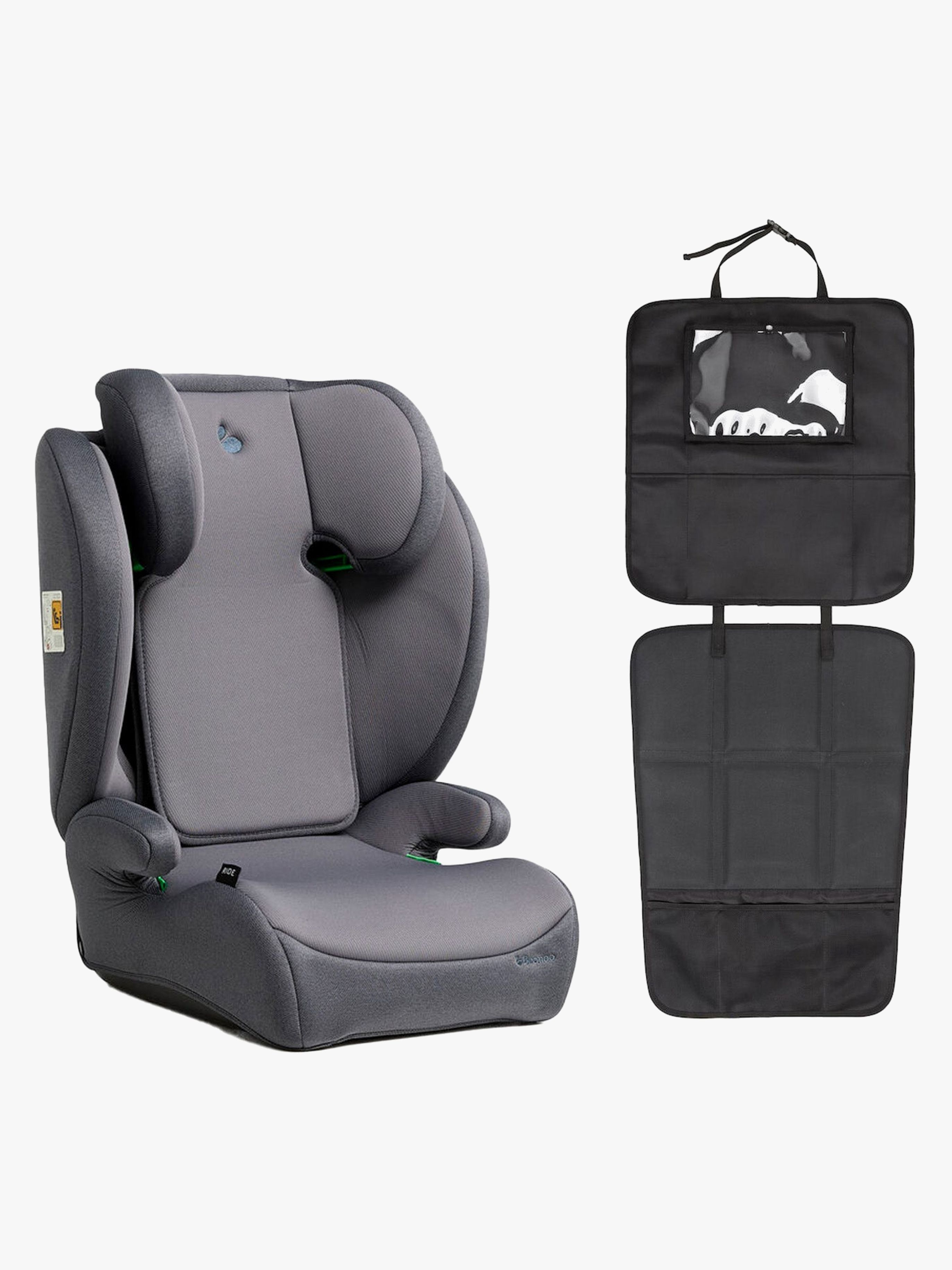 Beemoo Ride i-Size Kindersitz inkl. Beemoo 3-in-1 Trittschutz, Mineral Grey/Black