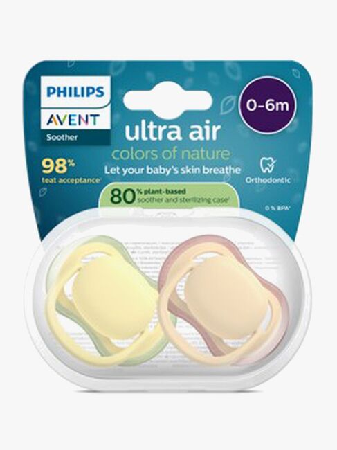Philips Avent Ultra Air Schnuller 0–6m 2er-Pack, Gelb/Orange