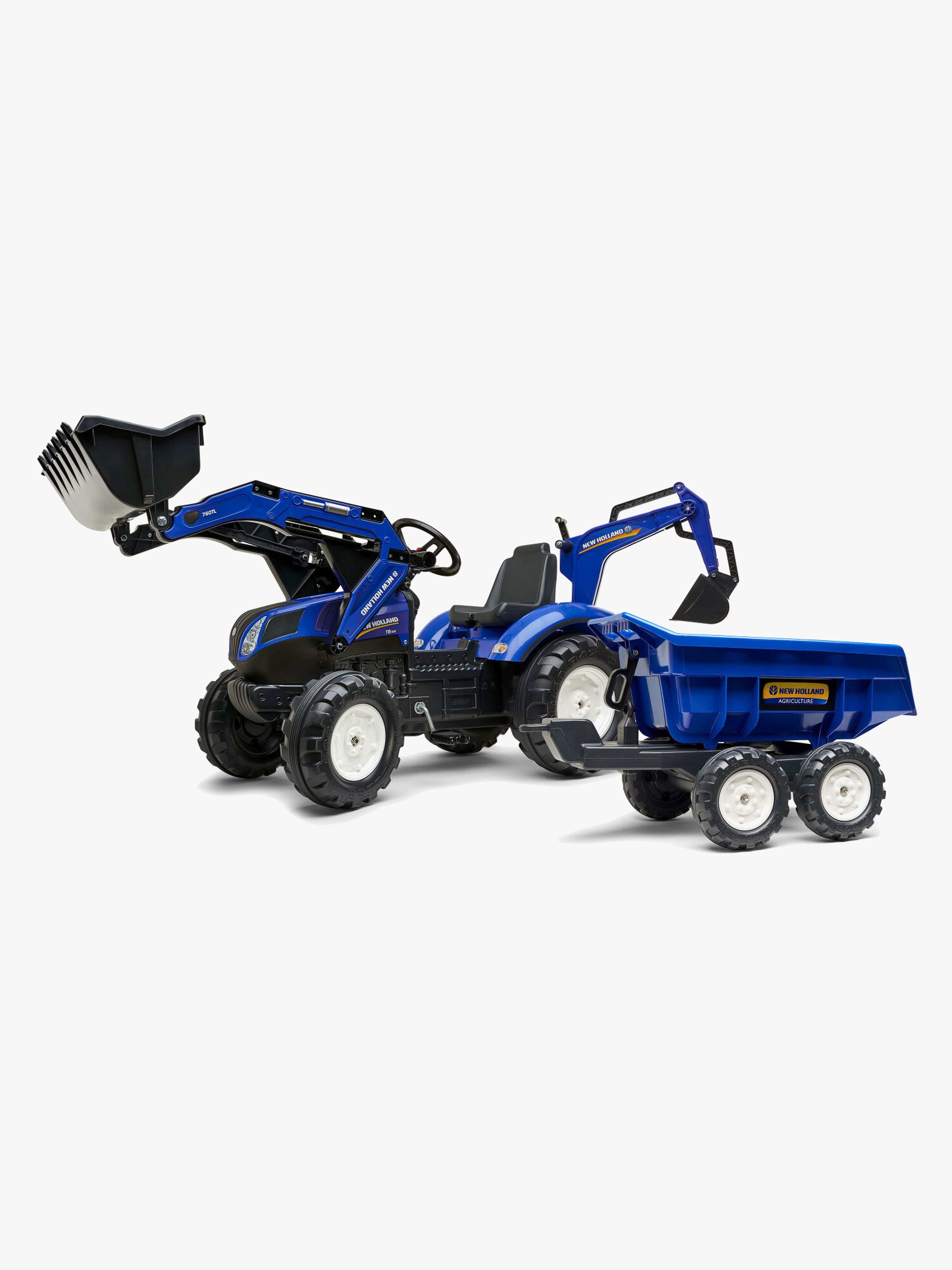 Falk New Holland Trettraktor mit Anhänger, Blau