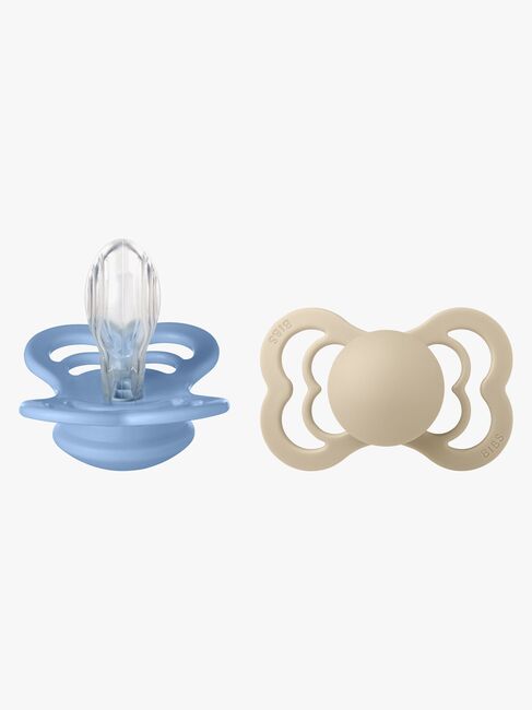 BIBS Supreme Schnuller 2er-Pack Silikon Gr. 2 Symmetrisch, Vanilla/Sky Blue