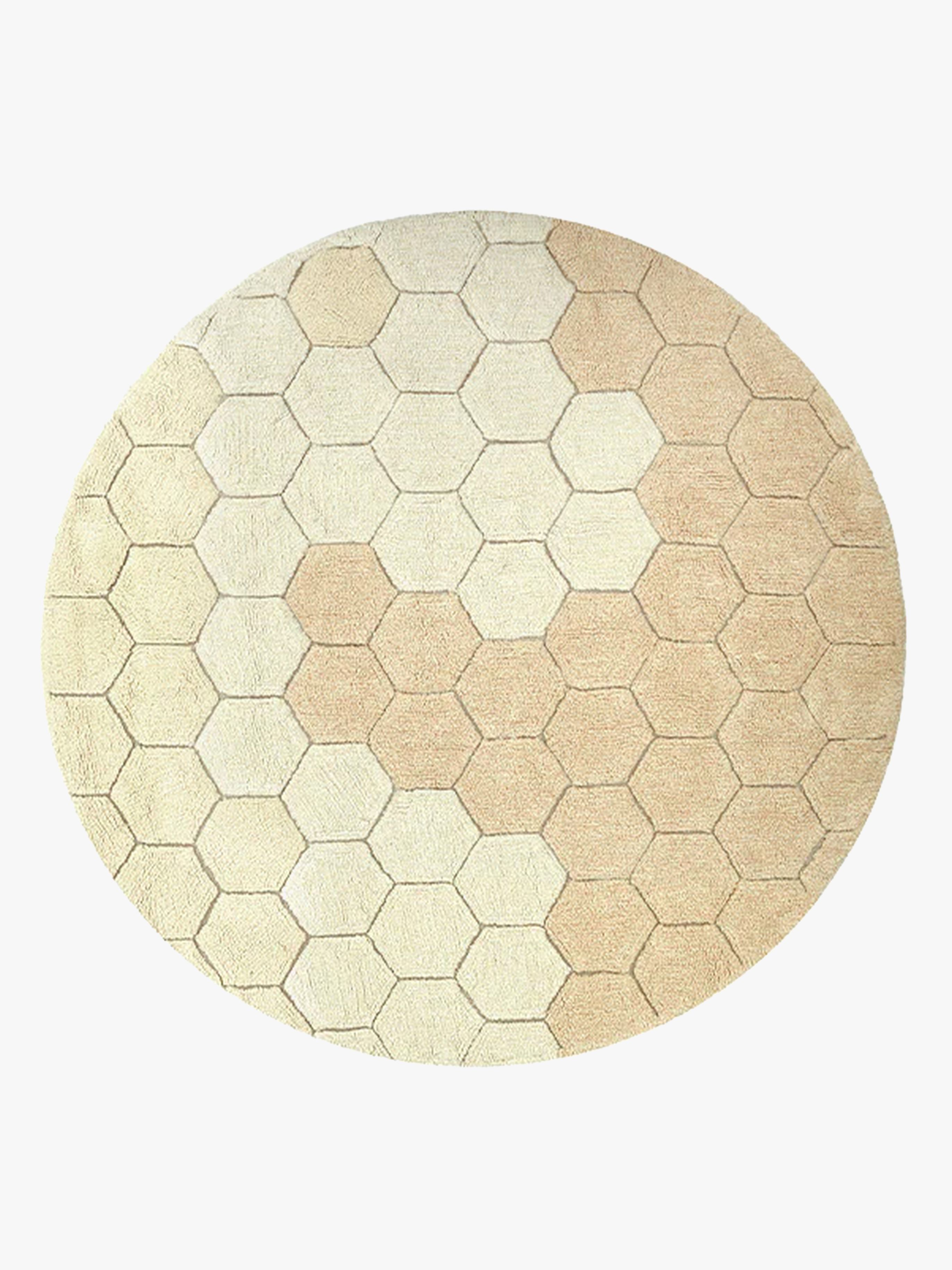 Lorena Canals Waschbarer Teppich Rund Bienenwabe 140, Gold