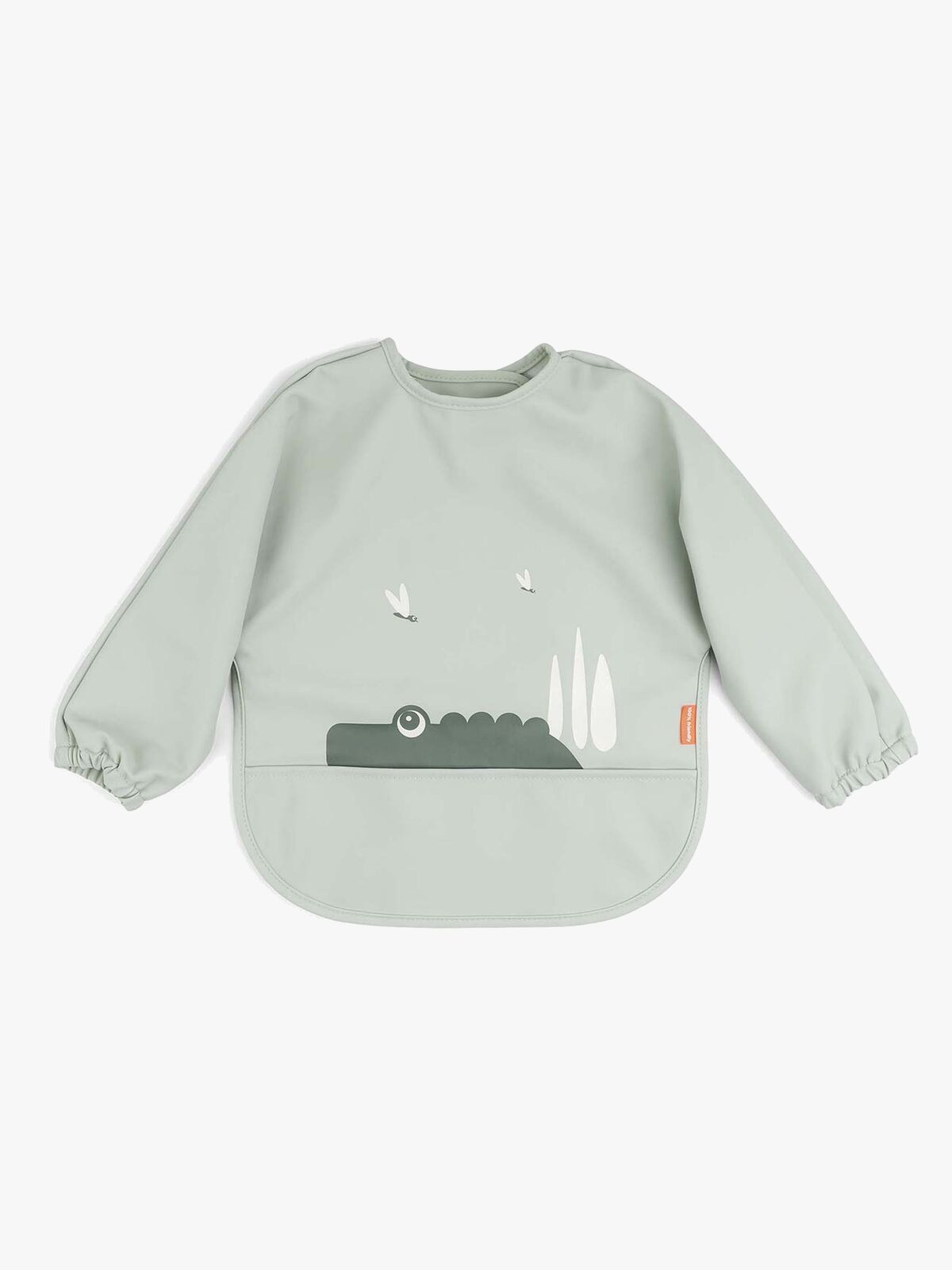 Done By Deer Langärmliges Lätzchen mit Tasche Croco, Green