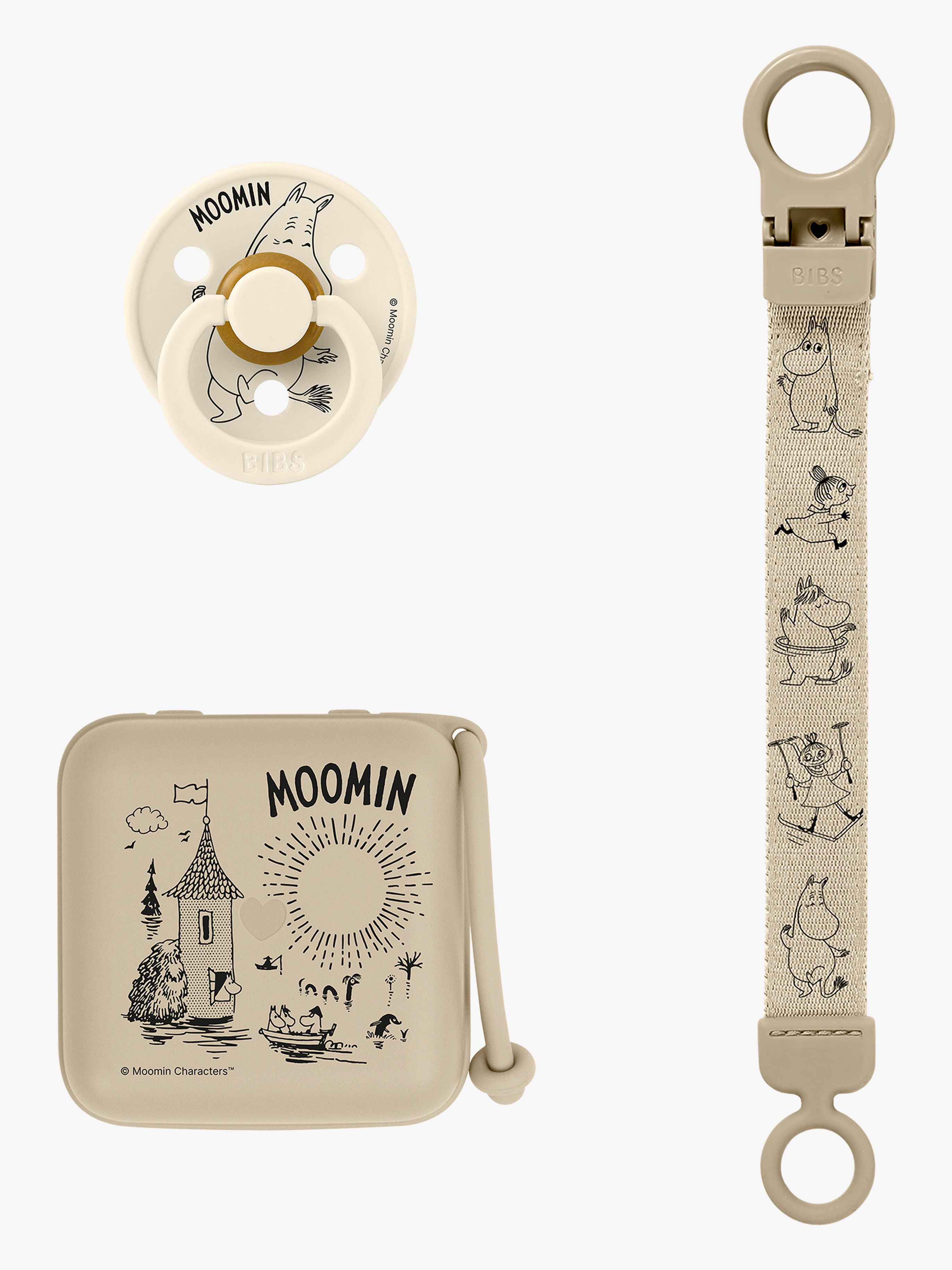 BIBS Moomin Soothe &  Go Geschenkset Latex Gr. 2, Vanilla