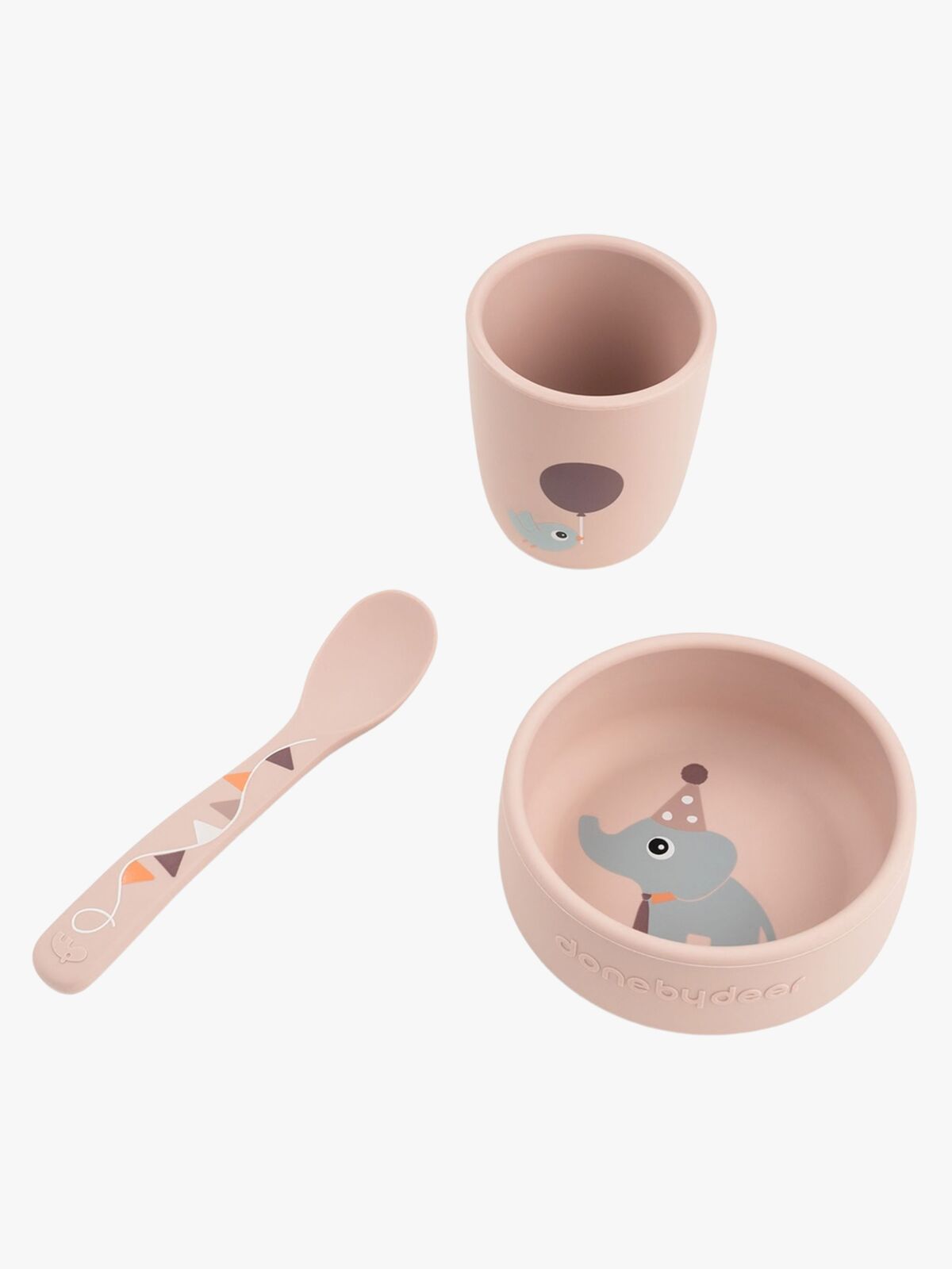 Done By Deer Celebration Silikon Geschirr-Set Stick & Stay, Powder