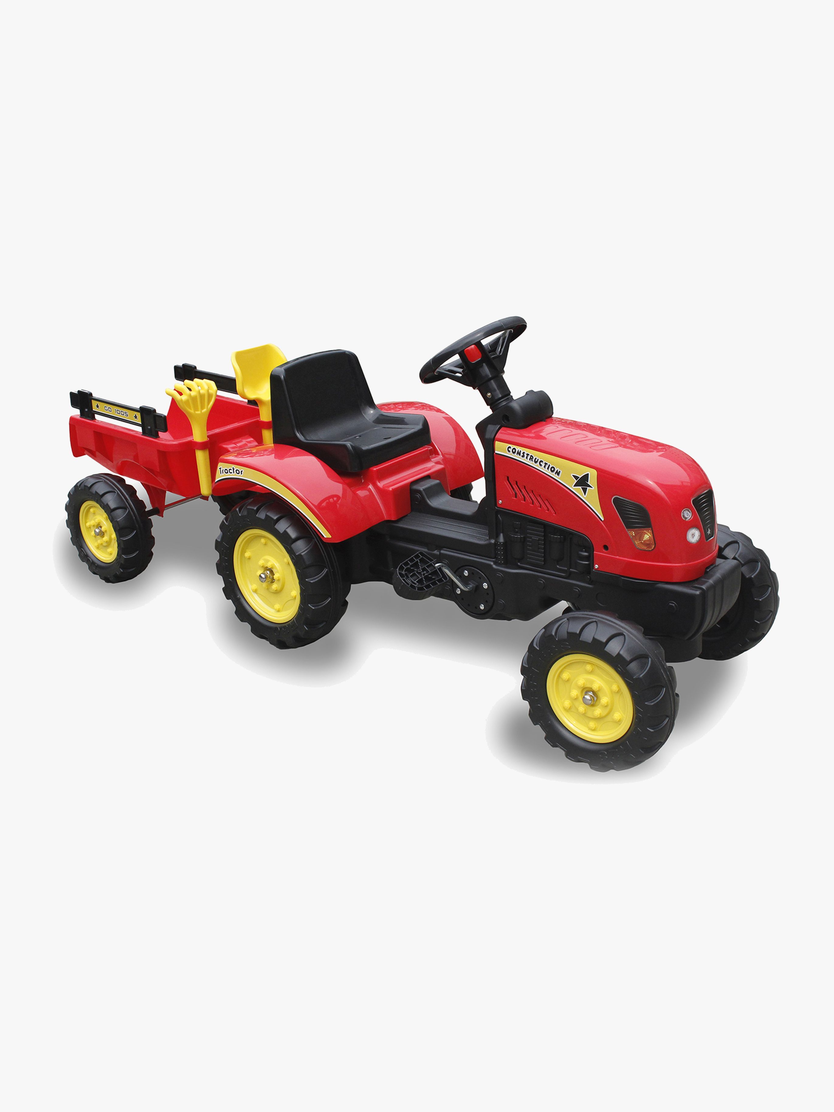 Trettraktor mit Anhänger, Rot