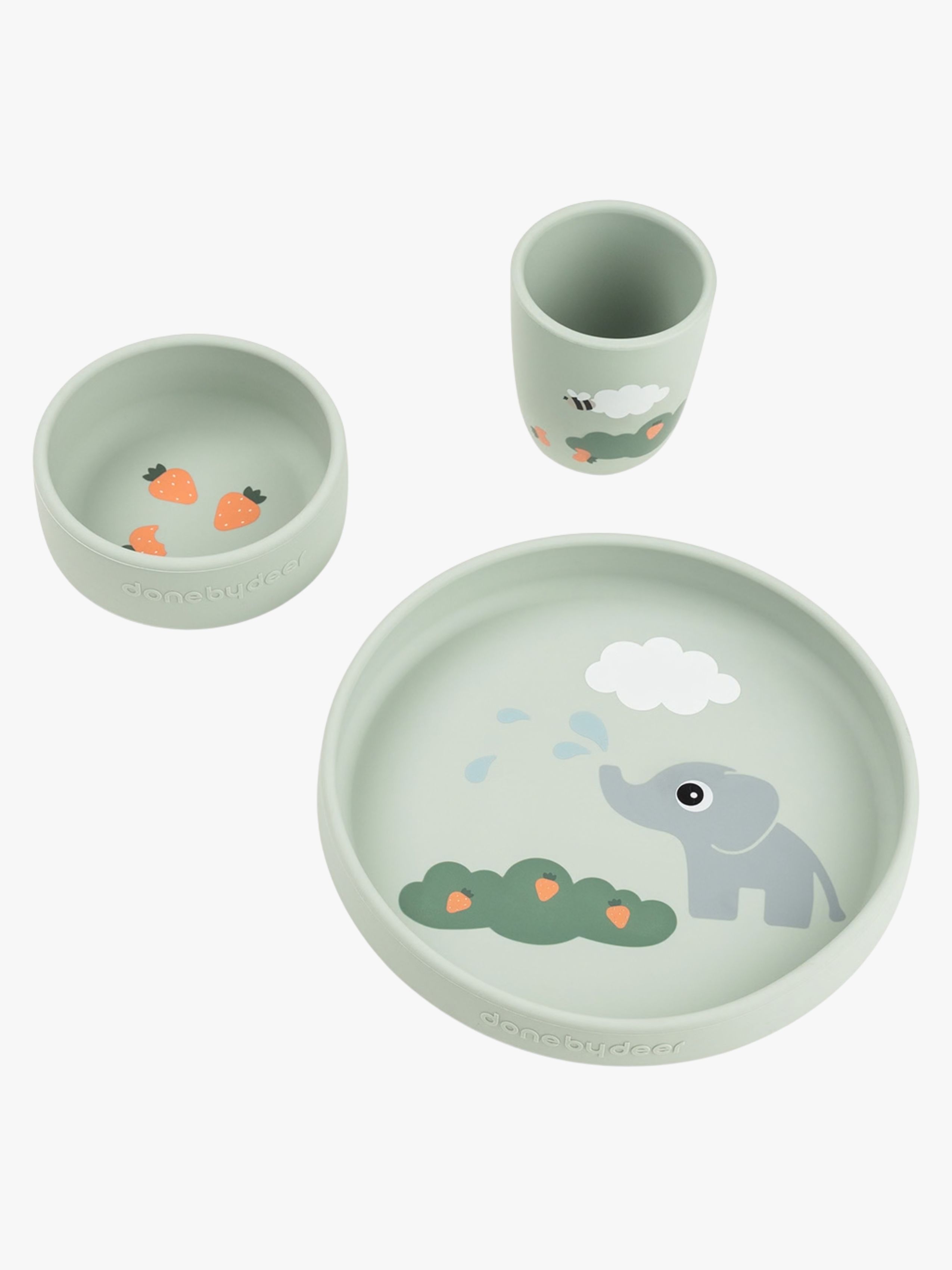 Elphee Silikon Geschirr-Set Stick & Stay, Green