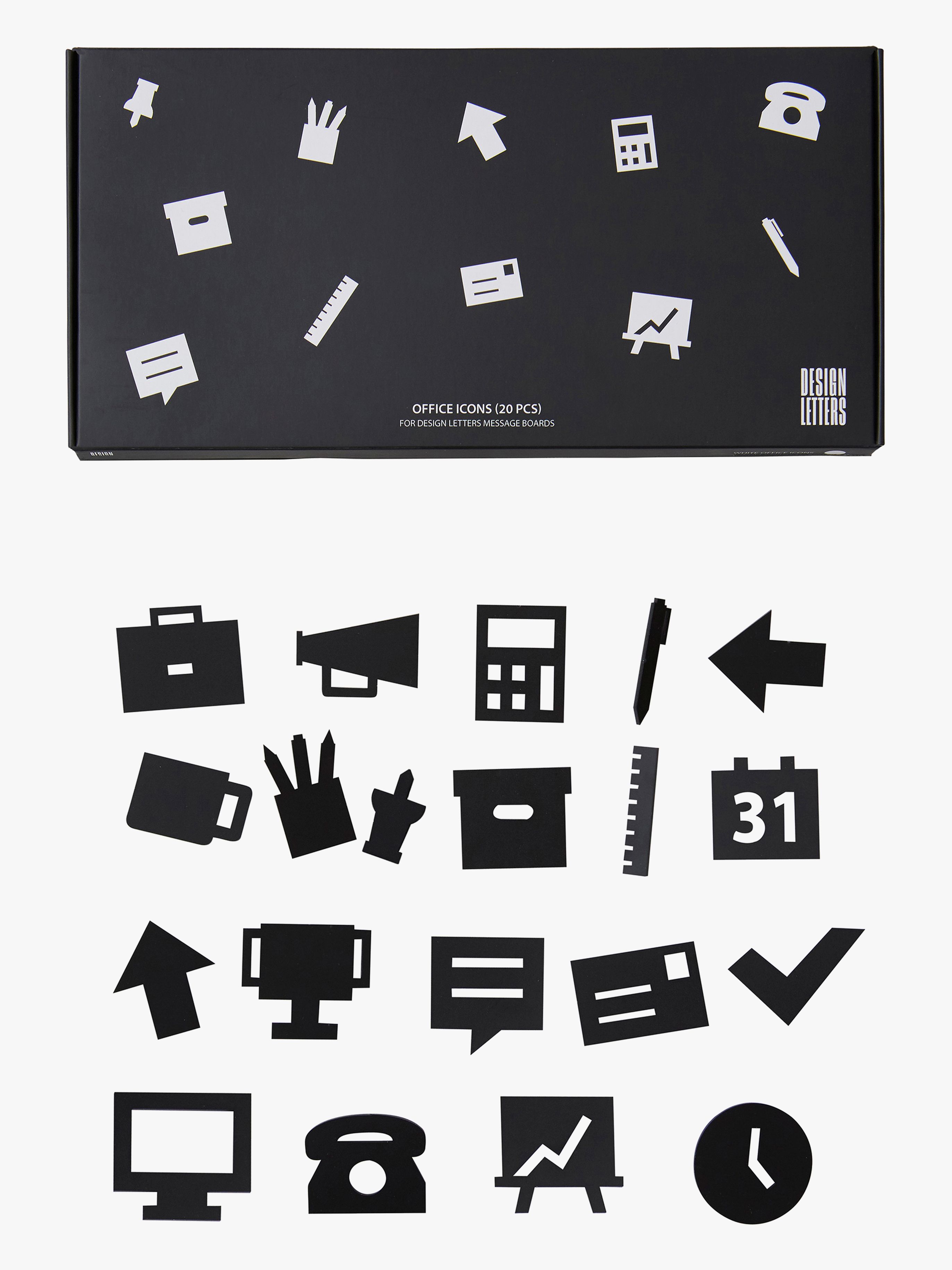 Design Letters Office Icons für Nachrichtentafel 20 St, Schwarz