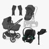 Cybex EOS Lux Kombikinderwagen inkl. Aton B2 Babyschale & Basis, Black/Moon Black