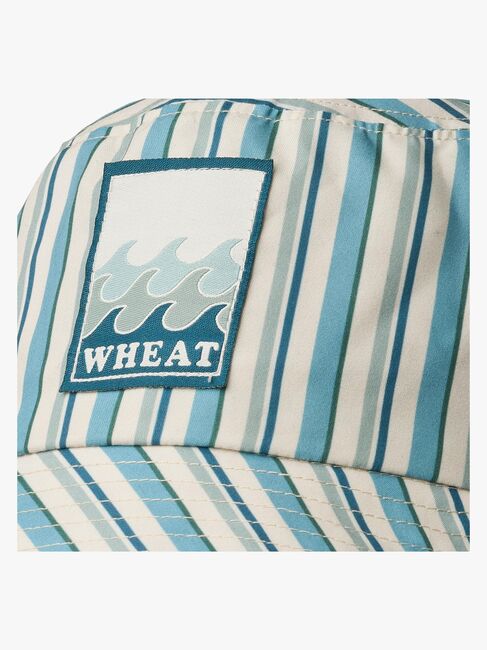 Wheat Tilo Badge Eimerhut, Aqua Stripe
