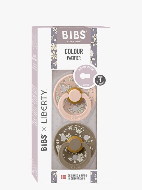 BIBS x Liberty Colour Schnuller 2er-Pack Latex Größe 1 Rund, Capel/Blush Mix