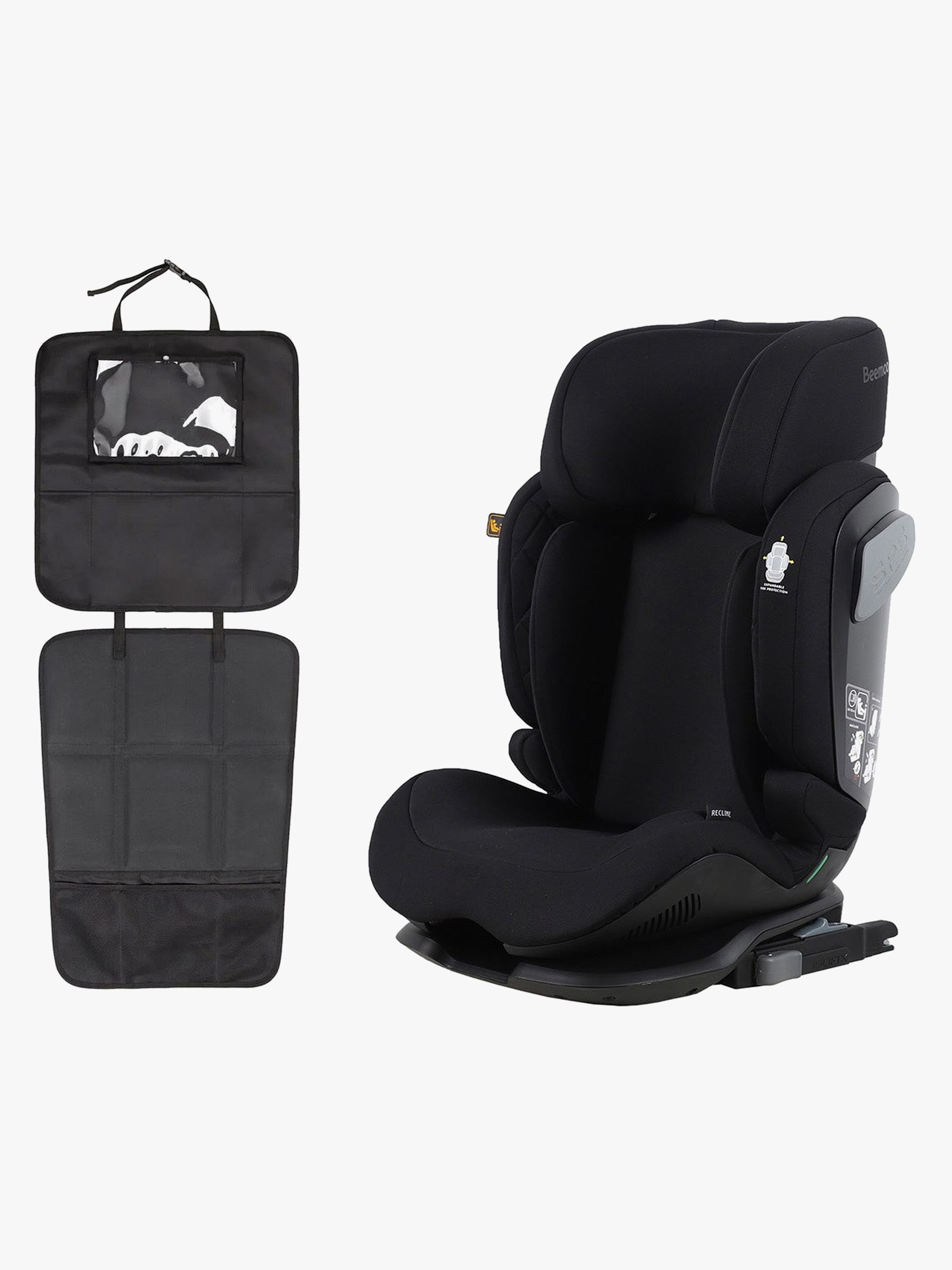 Beemoo Recline i-Size Kindersitz inkl. 3-in-1 Sitzschutz, Black Stone