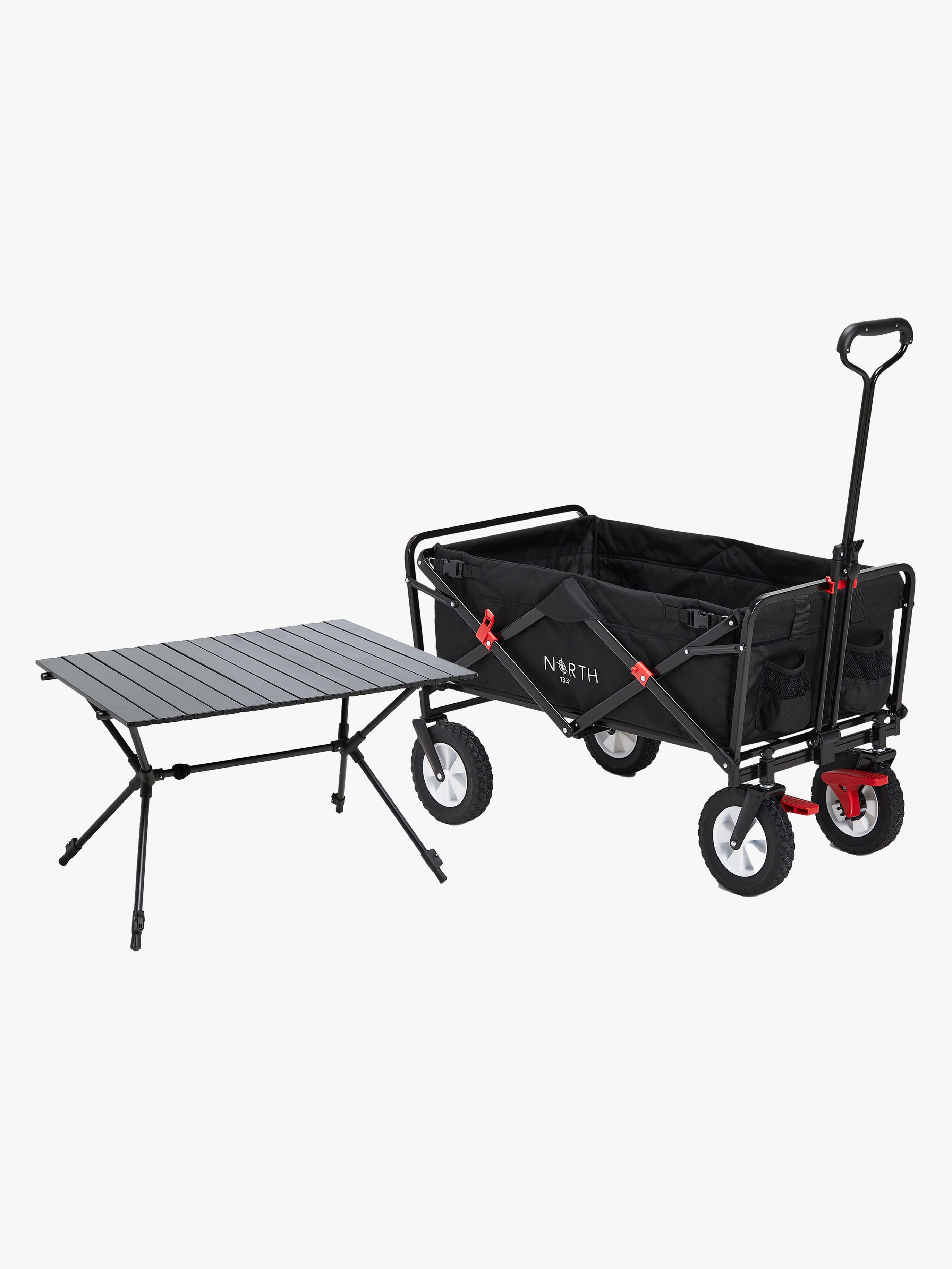 North 13.5 Light Bollerwagen mit Bremse, Black inkl. Campingtisch