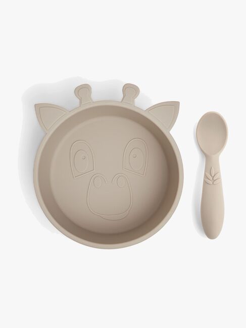 nuuroo Elia Giraffe Tellerset 2er-Pack Silikon, Cobblestone