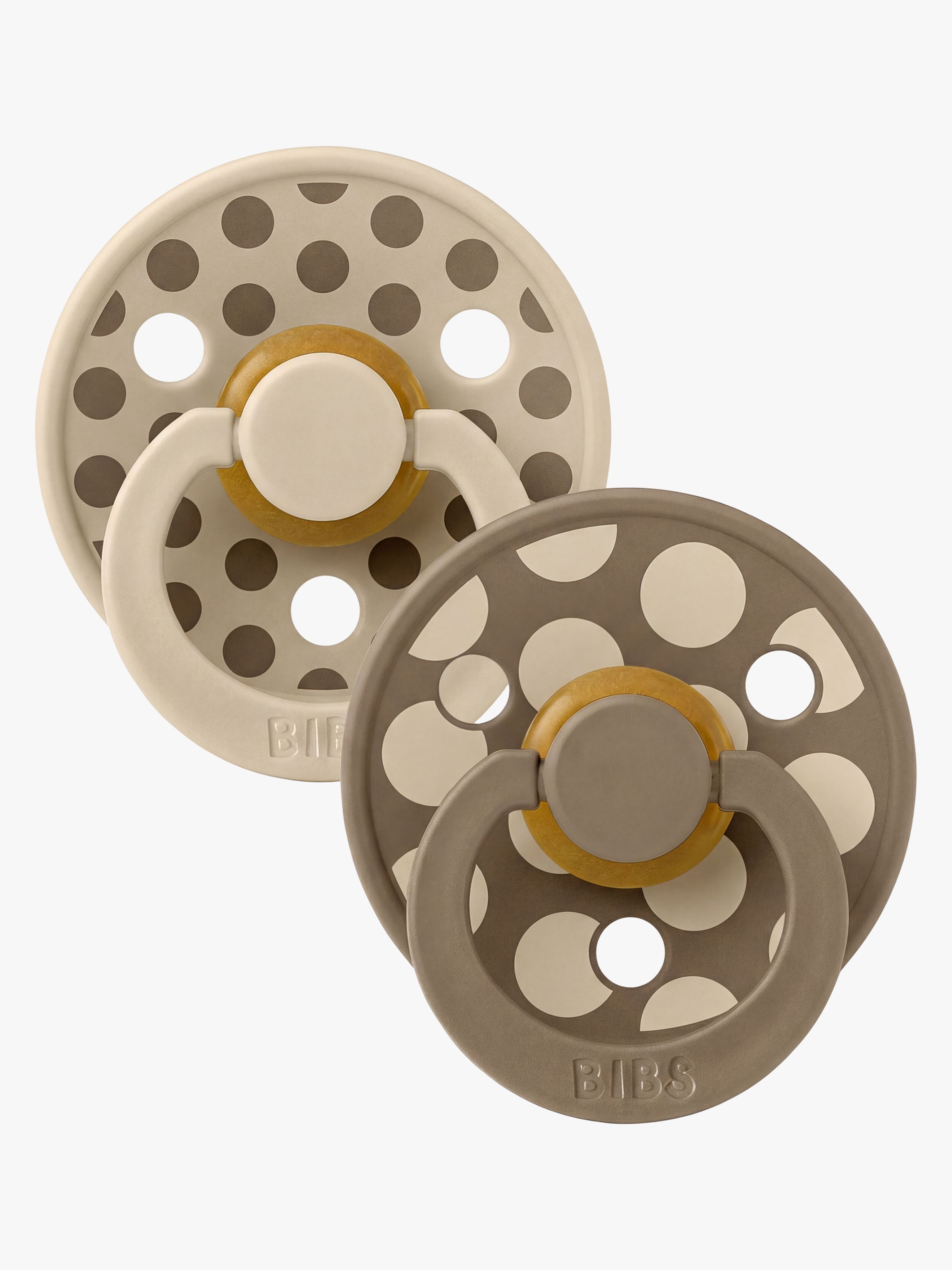 Studio Colour Schnuller 2er-Pack Polka Mix Latex Gr. 1, Vanilla / Dark Oak