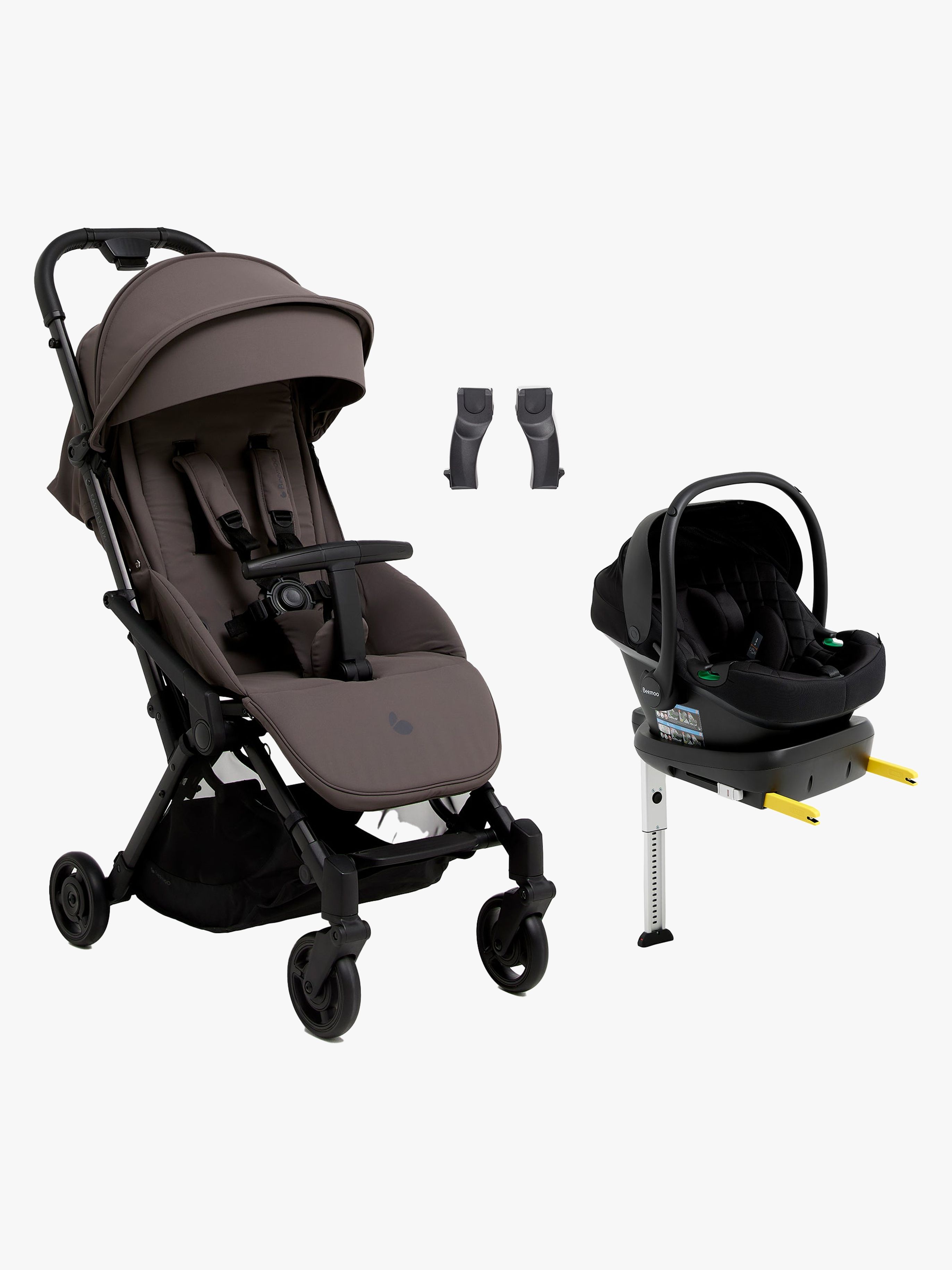 Beemoo Easy Fly Lux 4 Buggy inkl. Route i-Size Babyschale &  Basis, Gull Grey/Black Stone