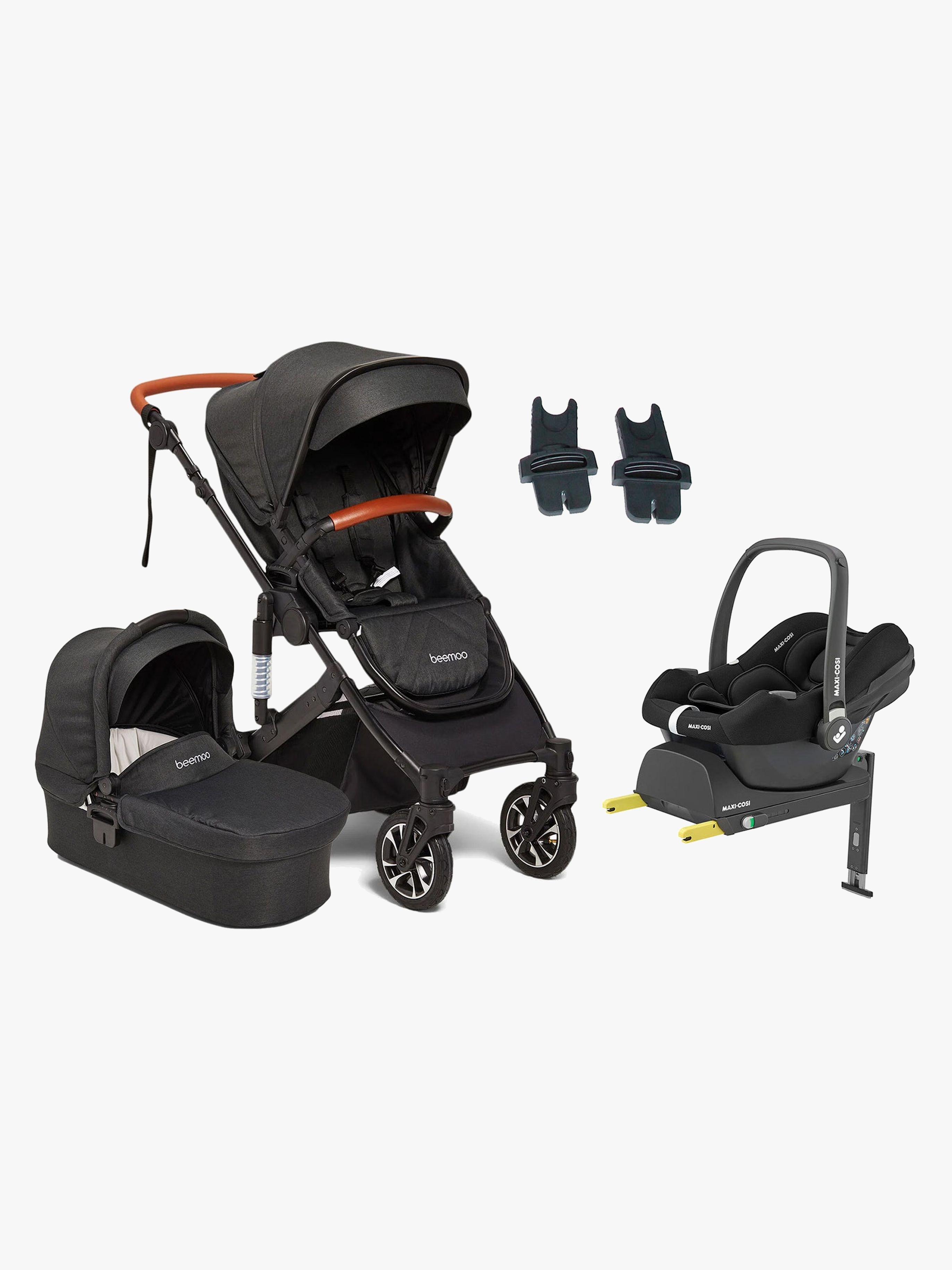 Beemoo Maxi 4 Kombikinderwagen inkl. Maxi-Cosi CabrioFix i-Size &  Basis, Black/Black