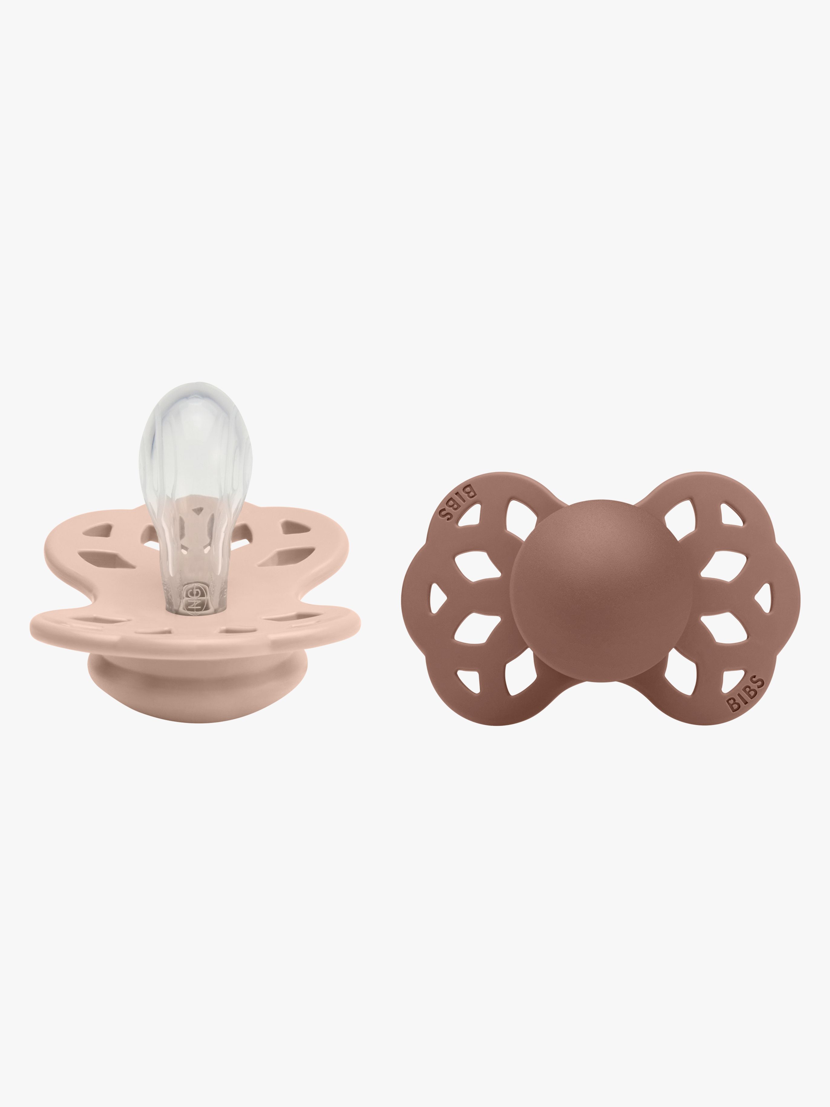 BIBS Infinity Schnuller 2er-Pack Silikon Größe 1 Symmetrisch, Blush/Woodchuck