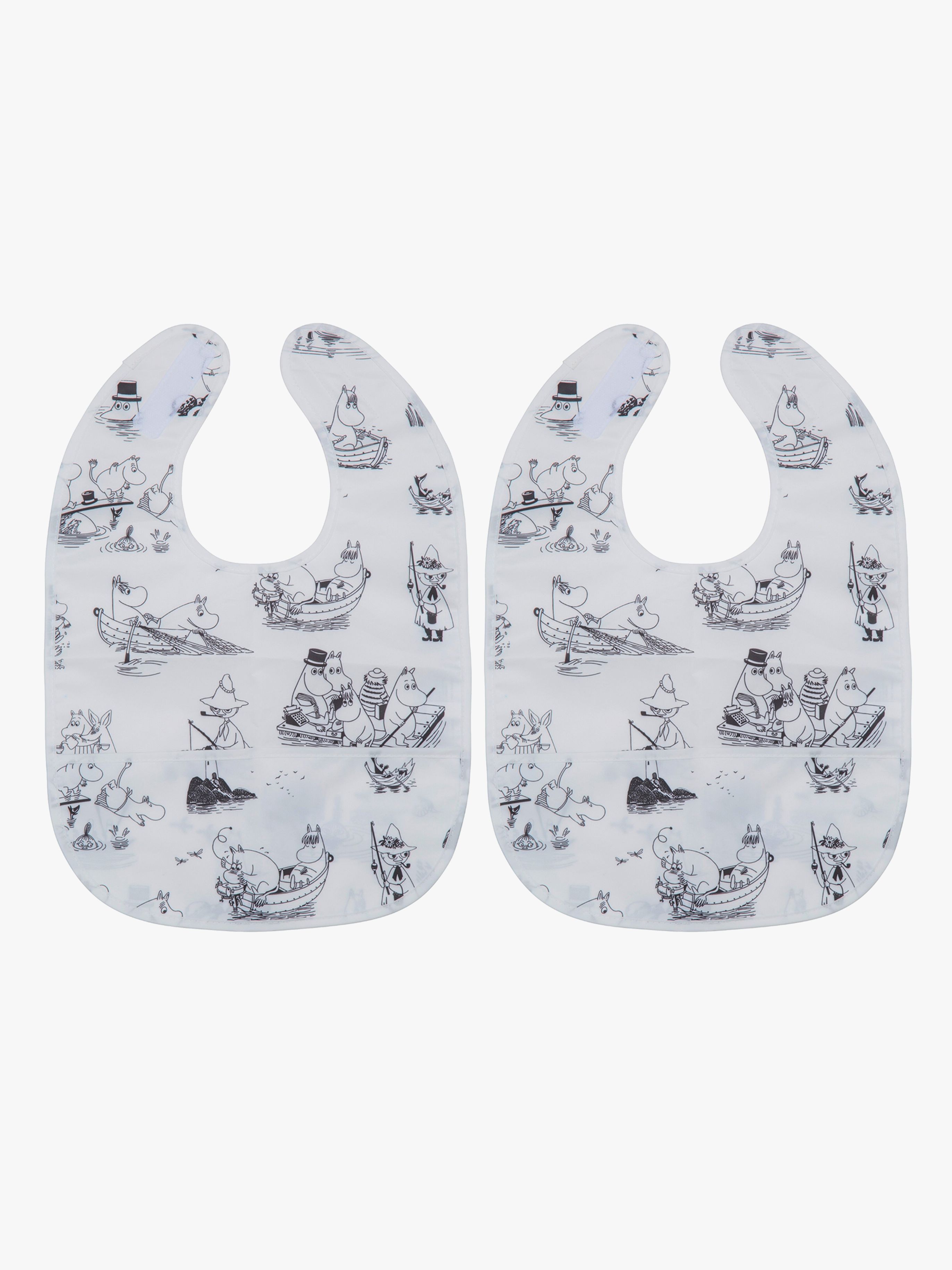 Mumin Lätzchen 2er-Pack, Schwarz/Weiß