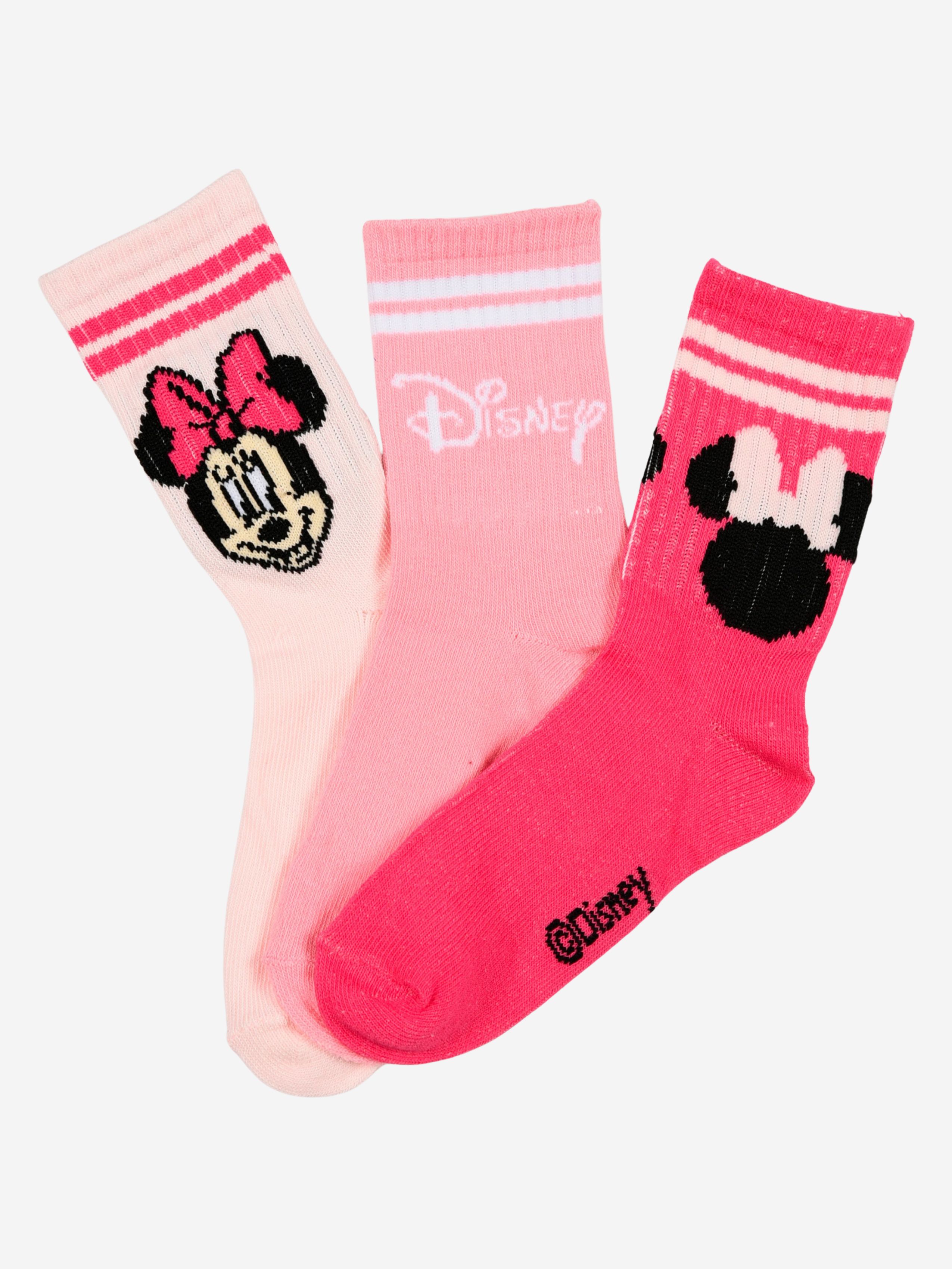 Disney Minnie Maus Socken 3er-Pack, Mehrfarbig, 23-26