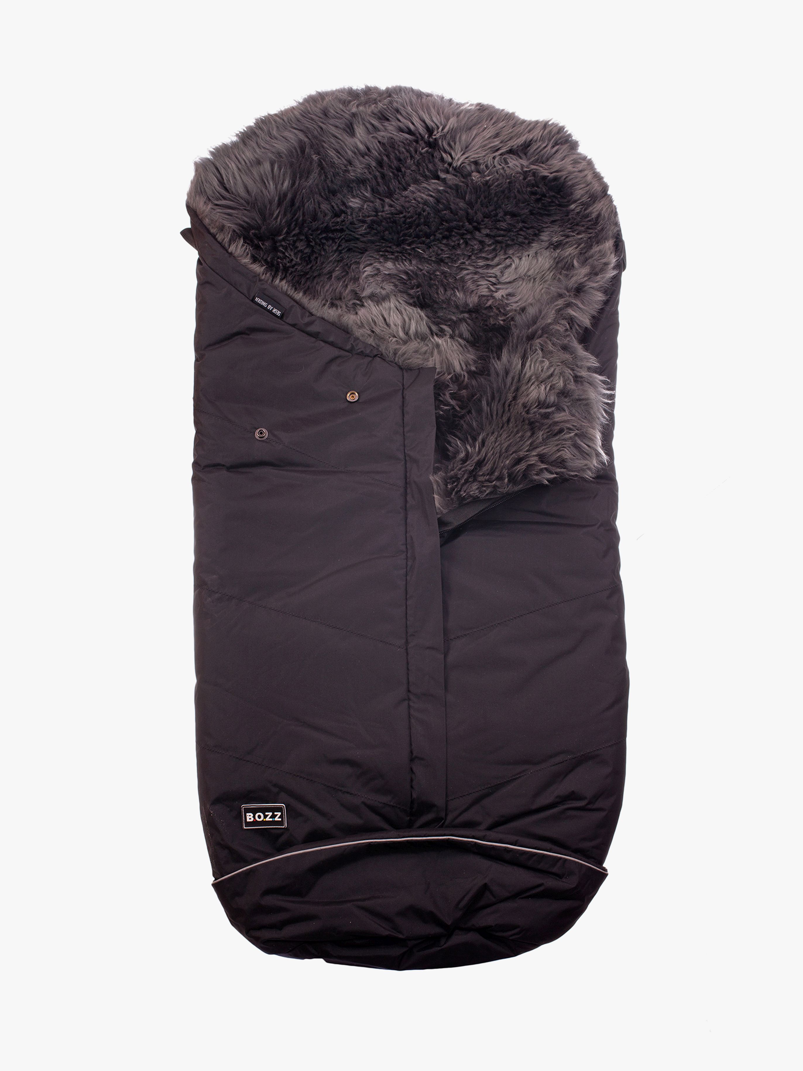 Bozz Lammfell-Fußsack Langhaarig, Black/Grey