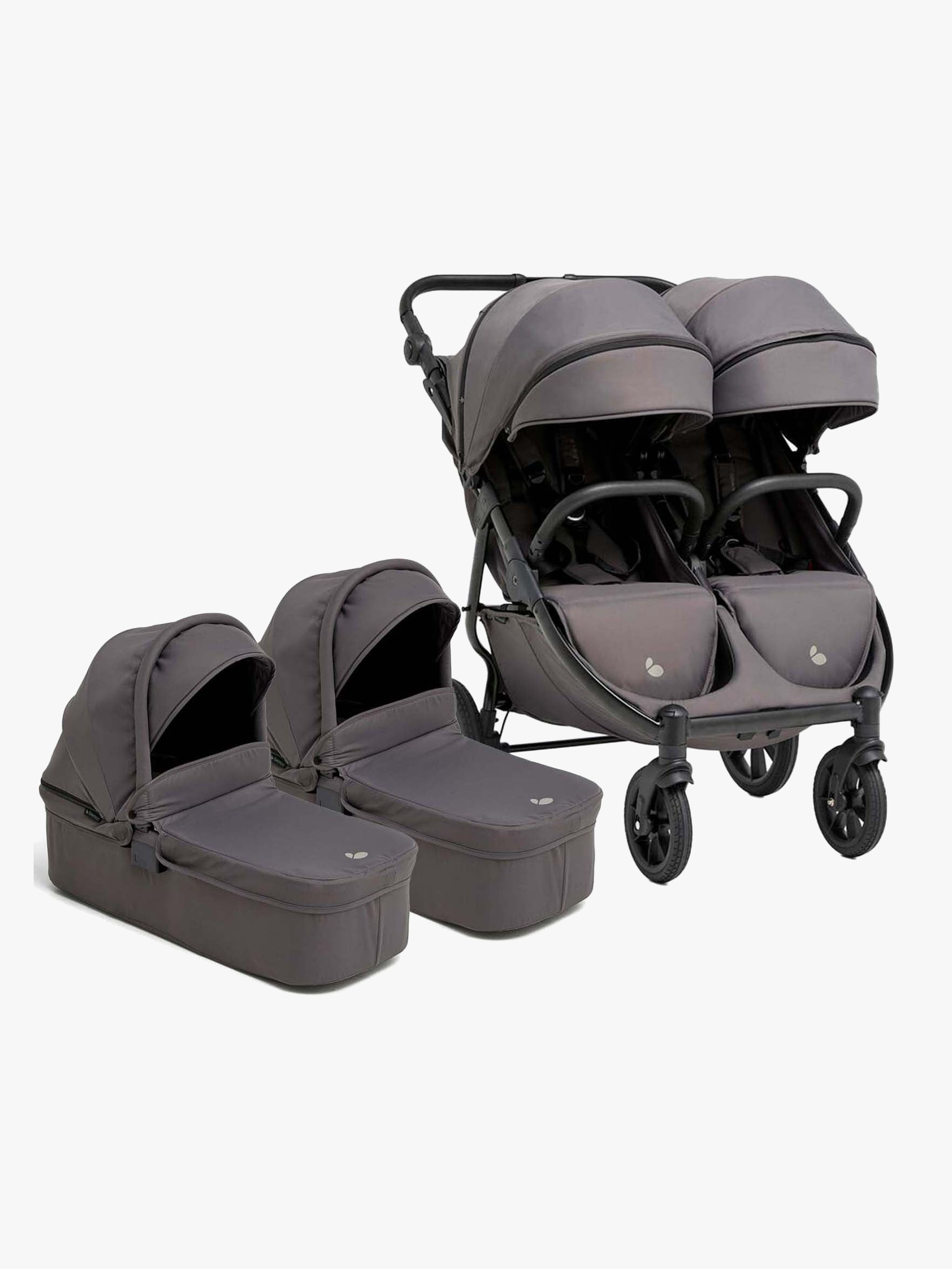 BFF60 2 Geschwisterwagen inkl. Liegewannen, Fog Grey, Doppelkinderwagen