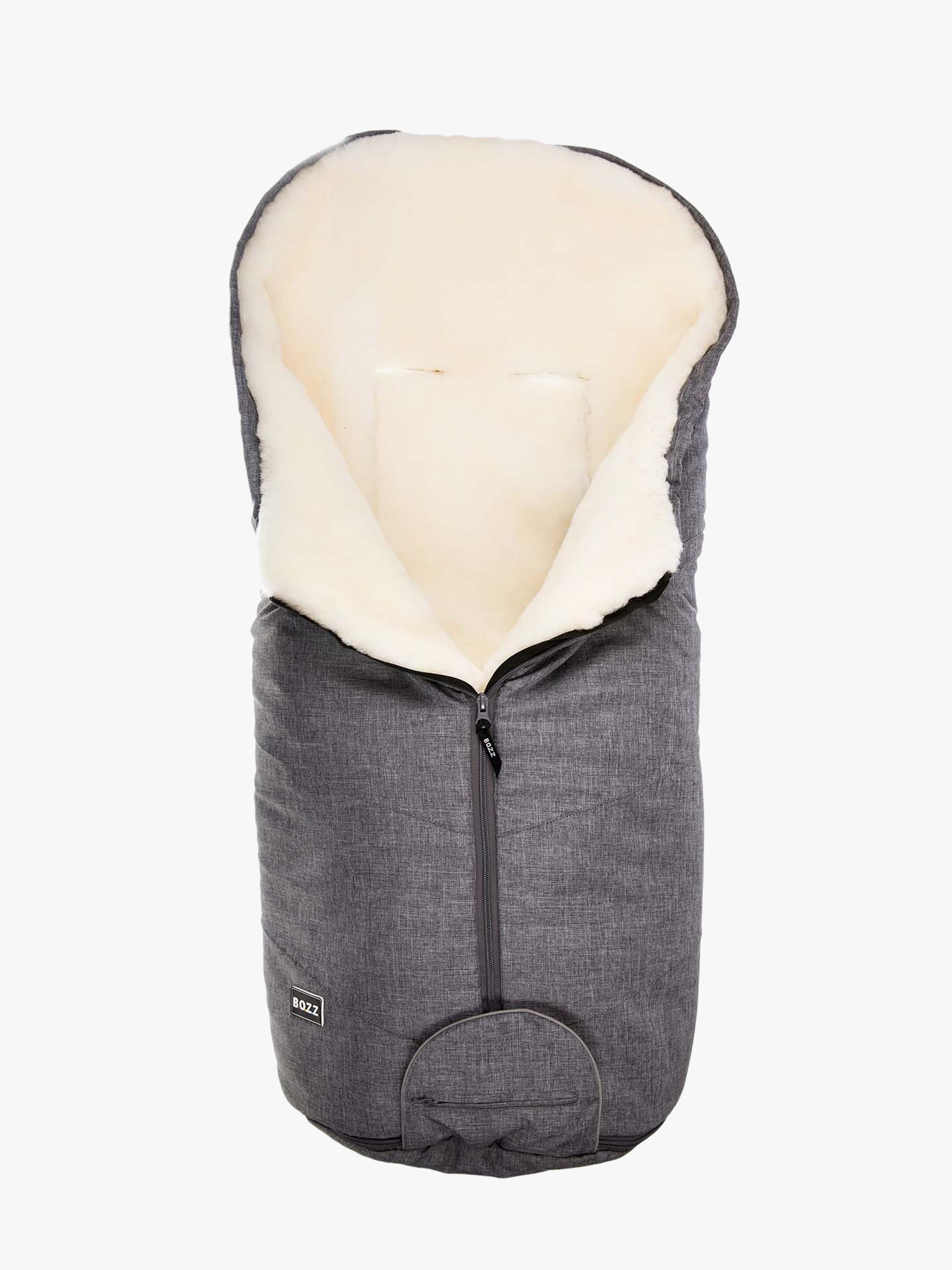 Bozz Lammfell-Fußsack Geschnitten, Grey Melange/White