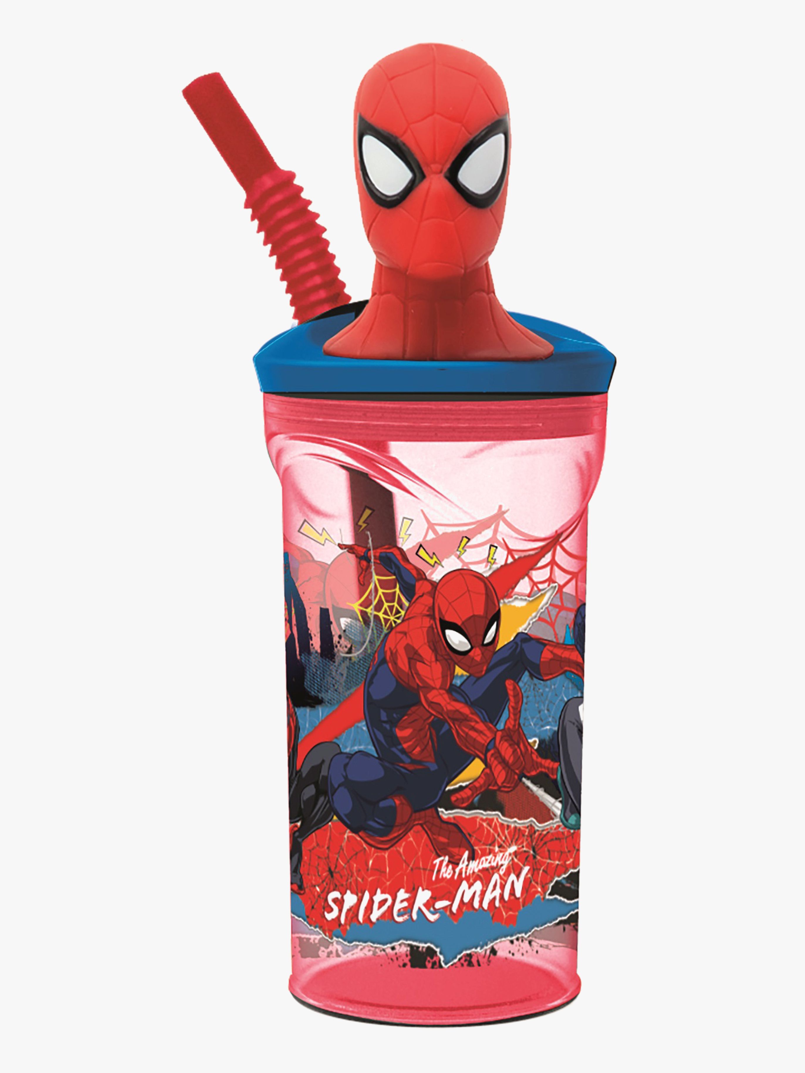 Marvel Spider-Man Wasserflasche 3D Figur Tumbler 360 ml, Rot/Blau