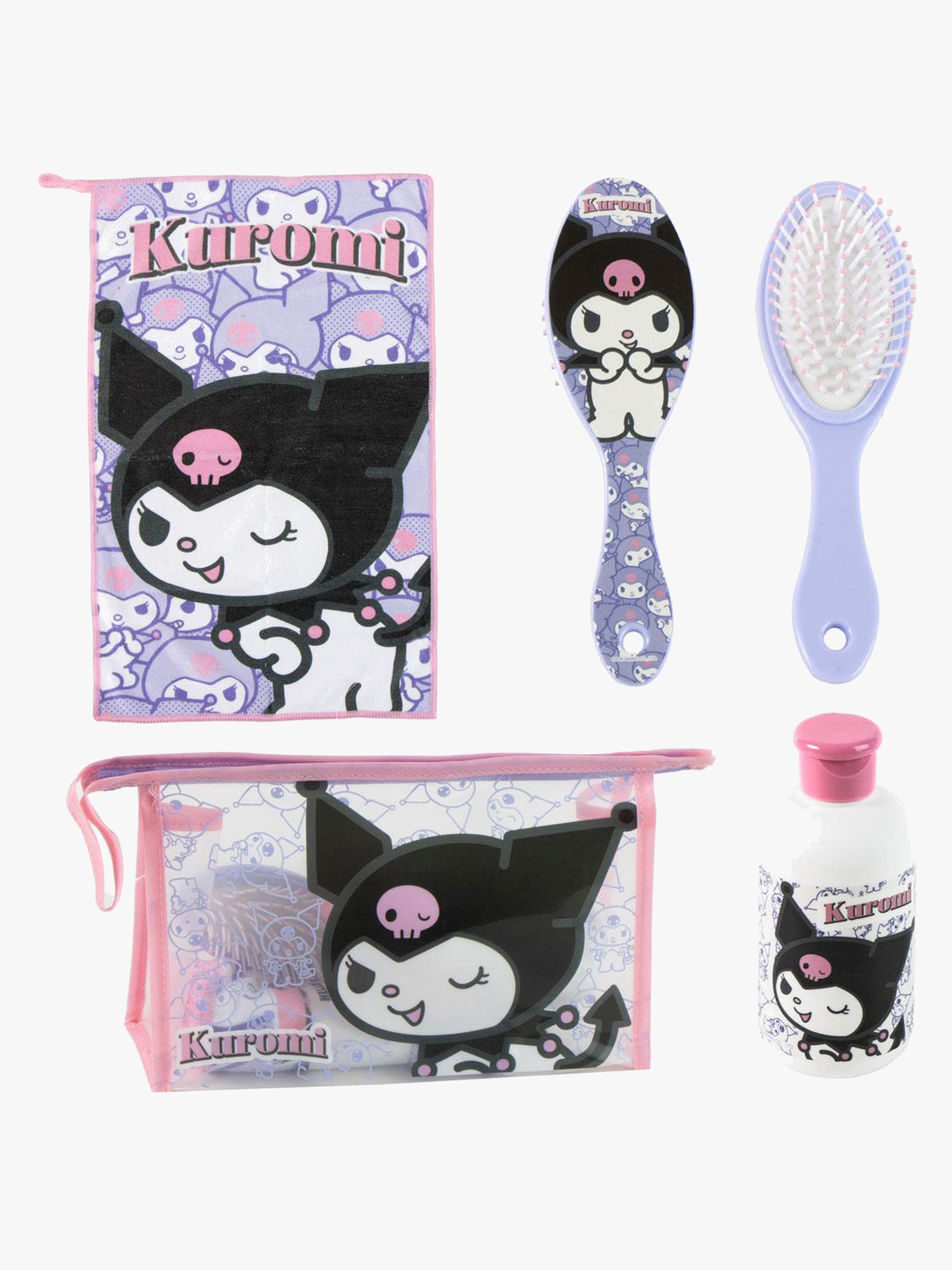Hello Kitty Kuromi Kulturbeutel mit Handtuch Haarbürste &  Flasche