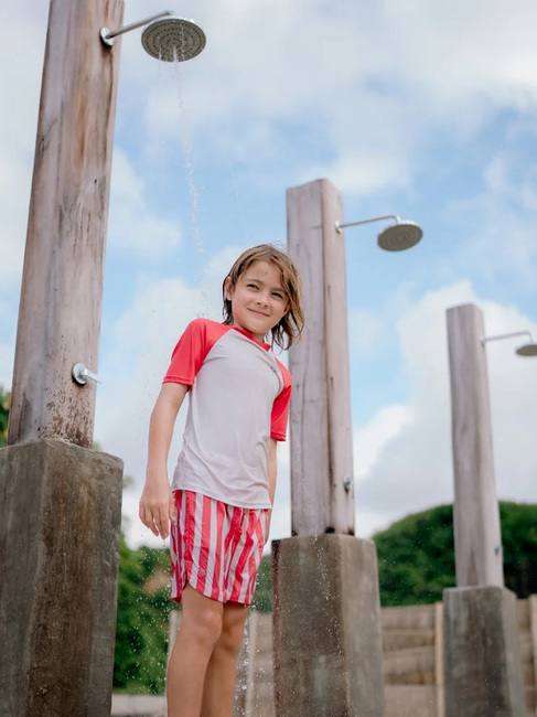 Swim Essentials Badehose, Lobster Stripe Beige/Red