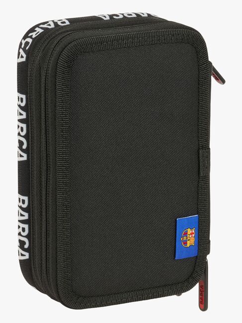 FC Barcelona Gefülltes Dreifach-Federmäppchen 37 Teile, Schwarz