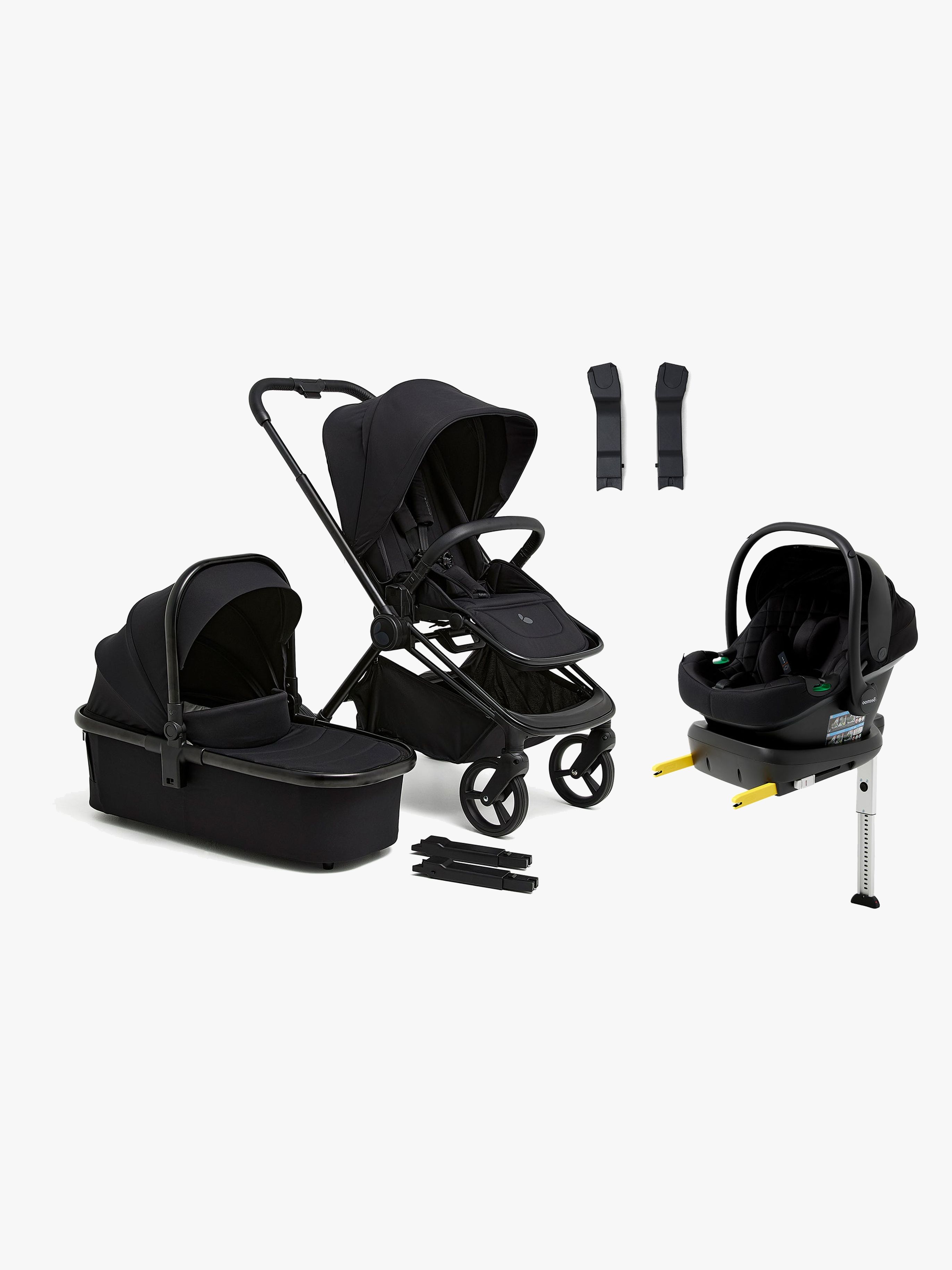 One Kombiwagen inkl. Beemoo Route i-Size Babyschale & Basis, All Black / Black Stone, Kinderwagen, 2 in 1