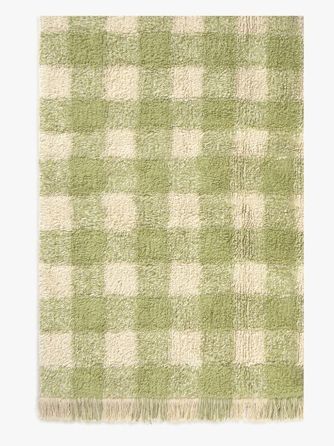 Lorena Canals Waschbarer Vichy Teppich 150x180 cm, Matcha