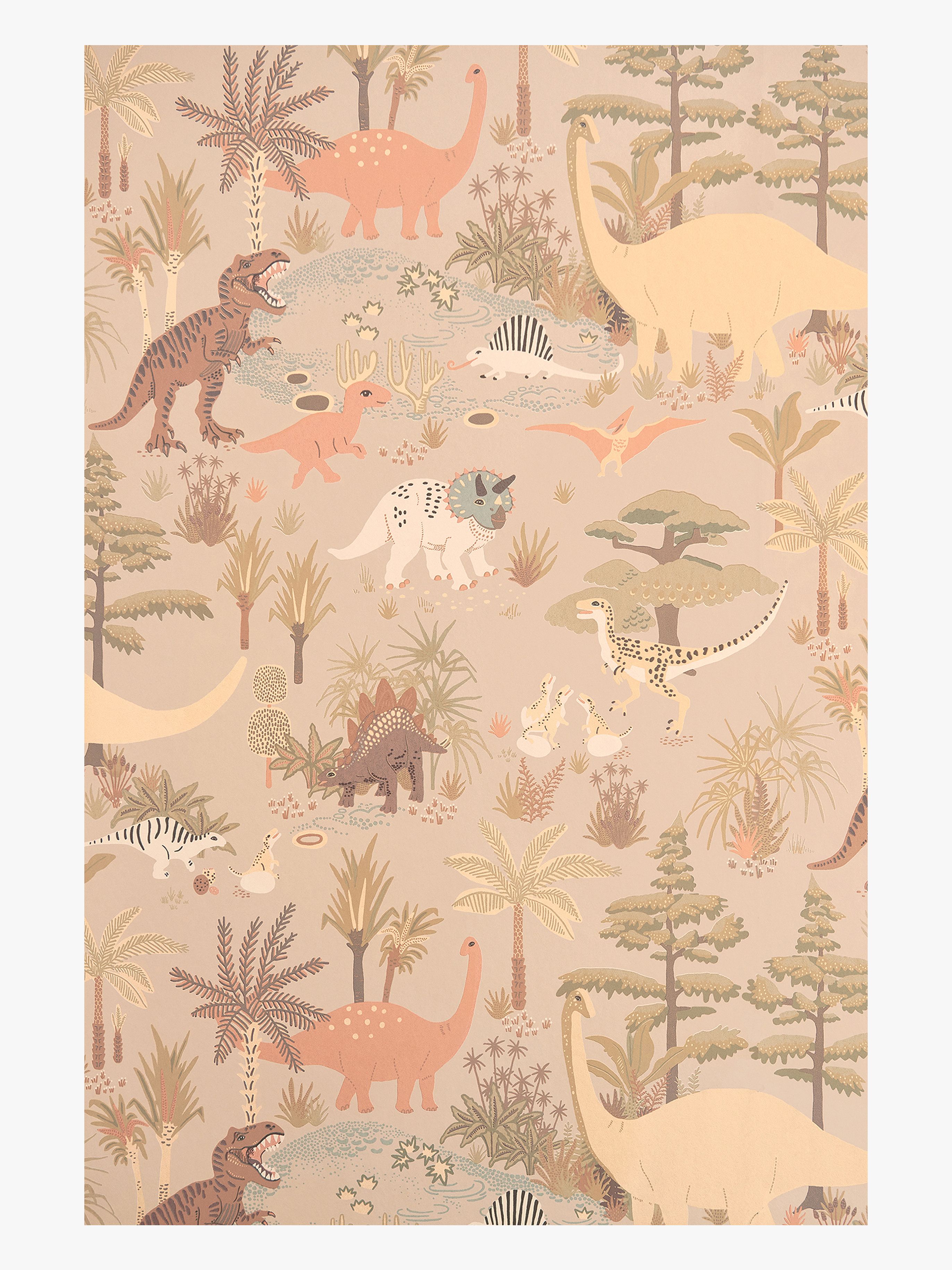 Majvillan Tapete Kinderzimmer, Dinosaur Vibes, Sandy Beige, Kindertapete
