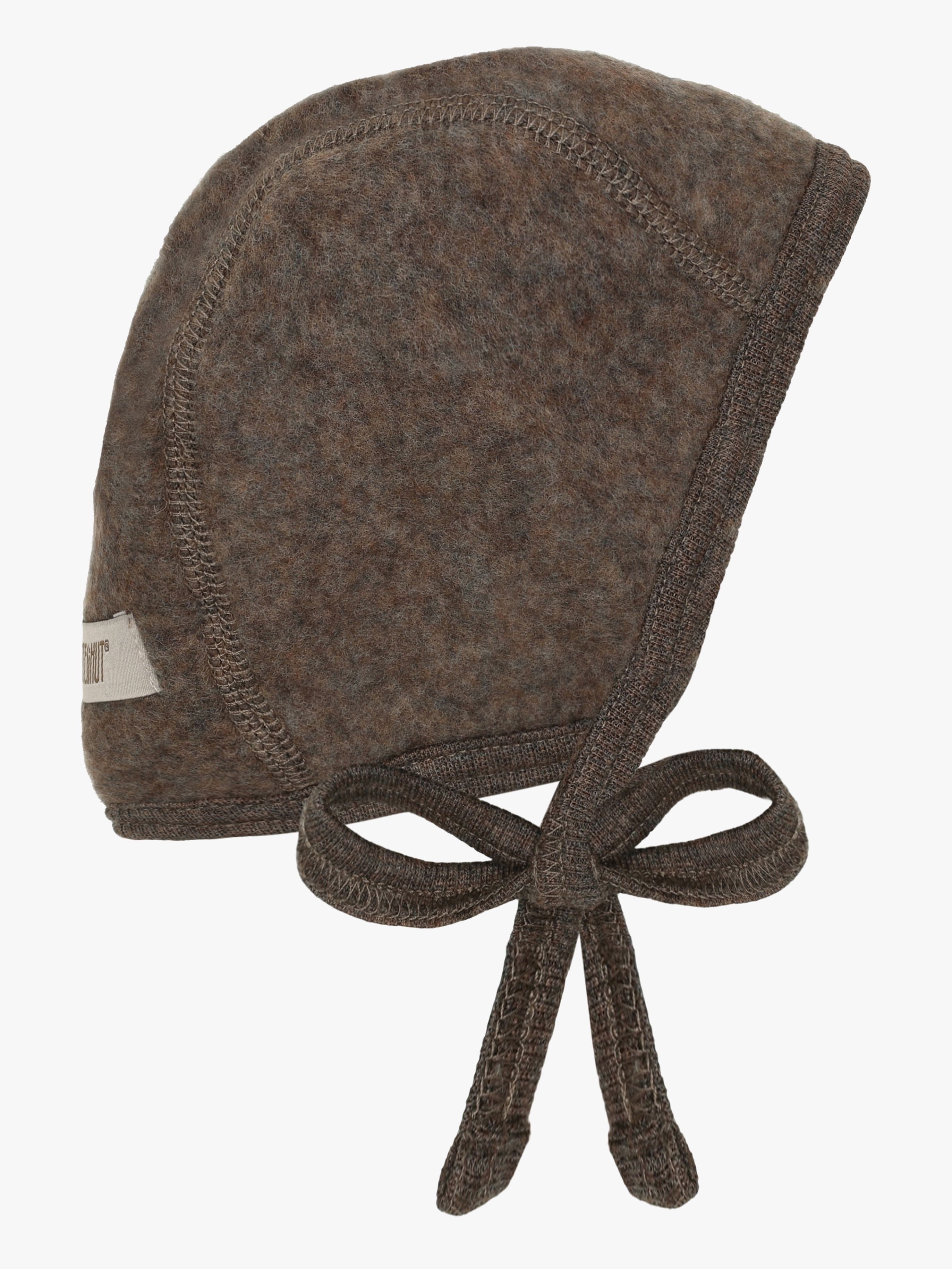Huttelihut Baby Helmmütze Wollfleece Merino, Brown Melange, 44