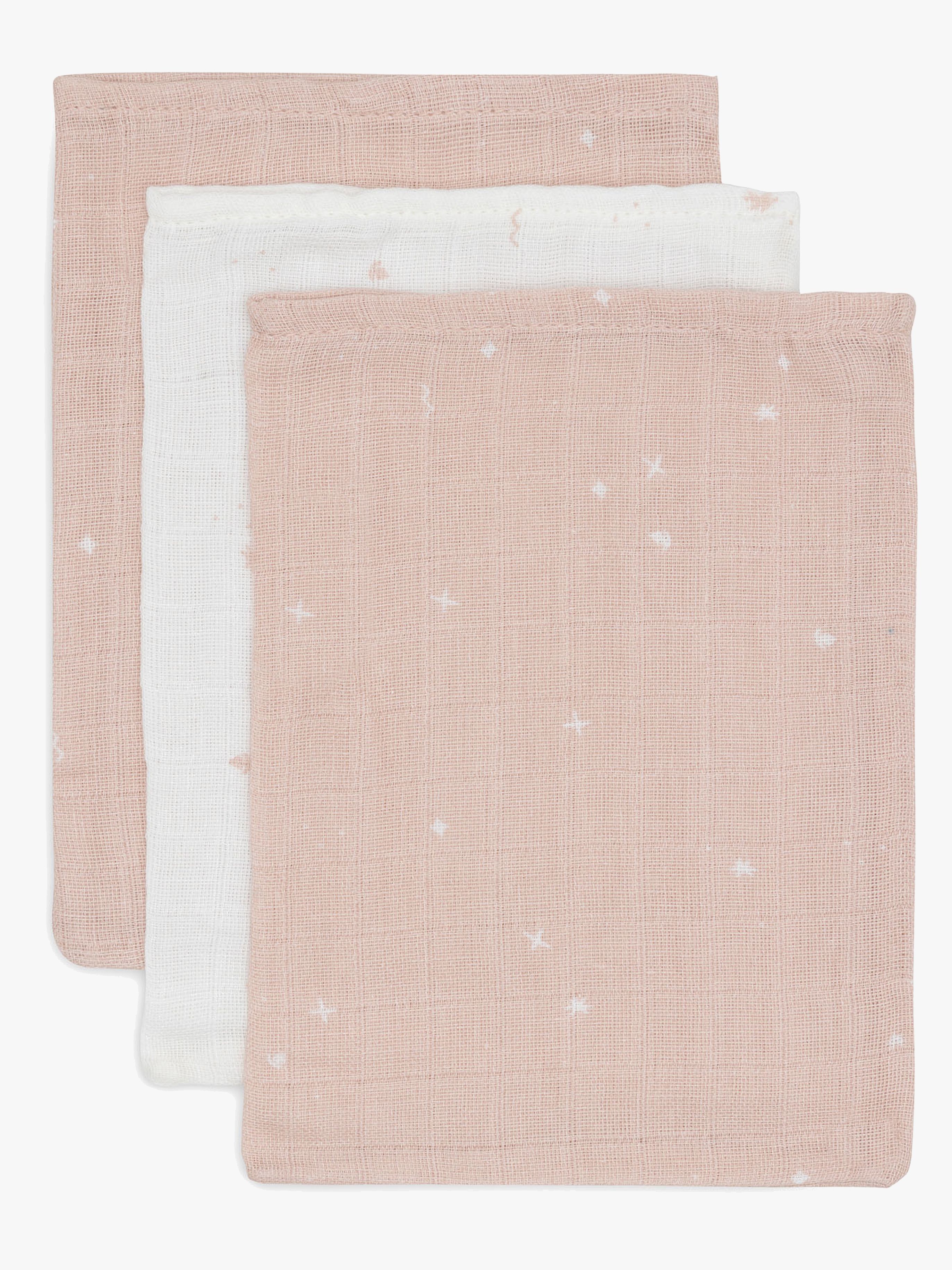 Jollein Waschlappen Twinkling Musselin 3er-Pack, Wild Rose