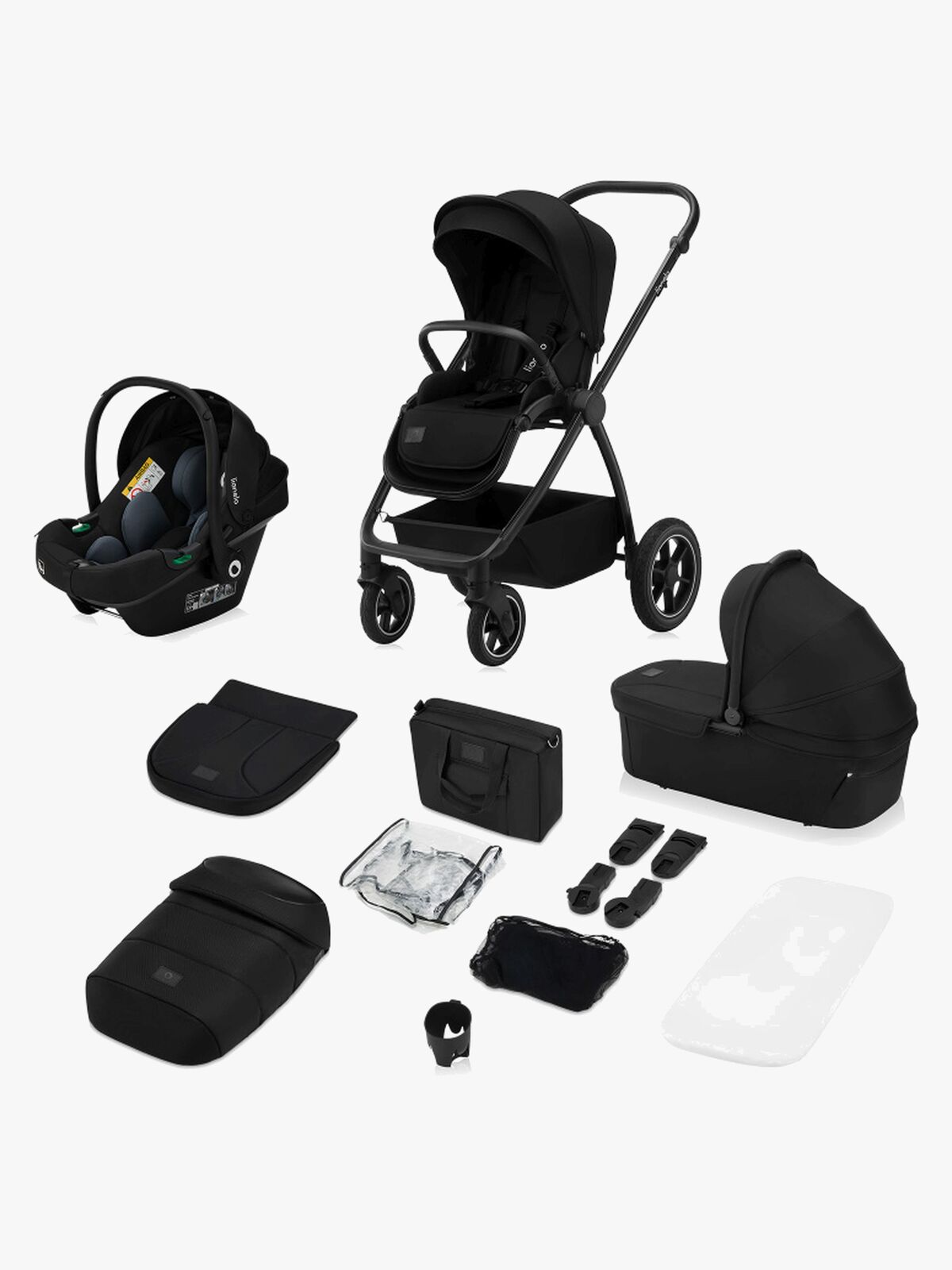 Lionelo Meril 3-in-1 Kombikinderwagen, Black Onyx